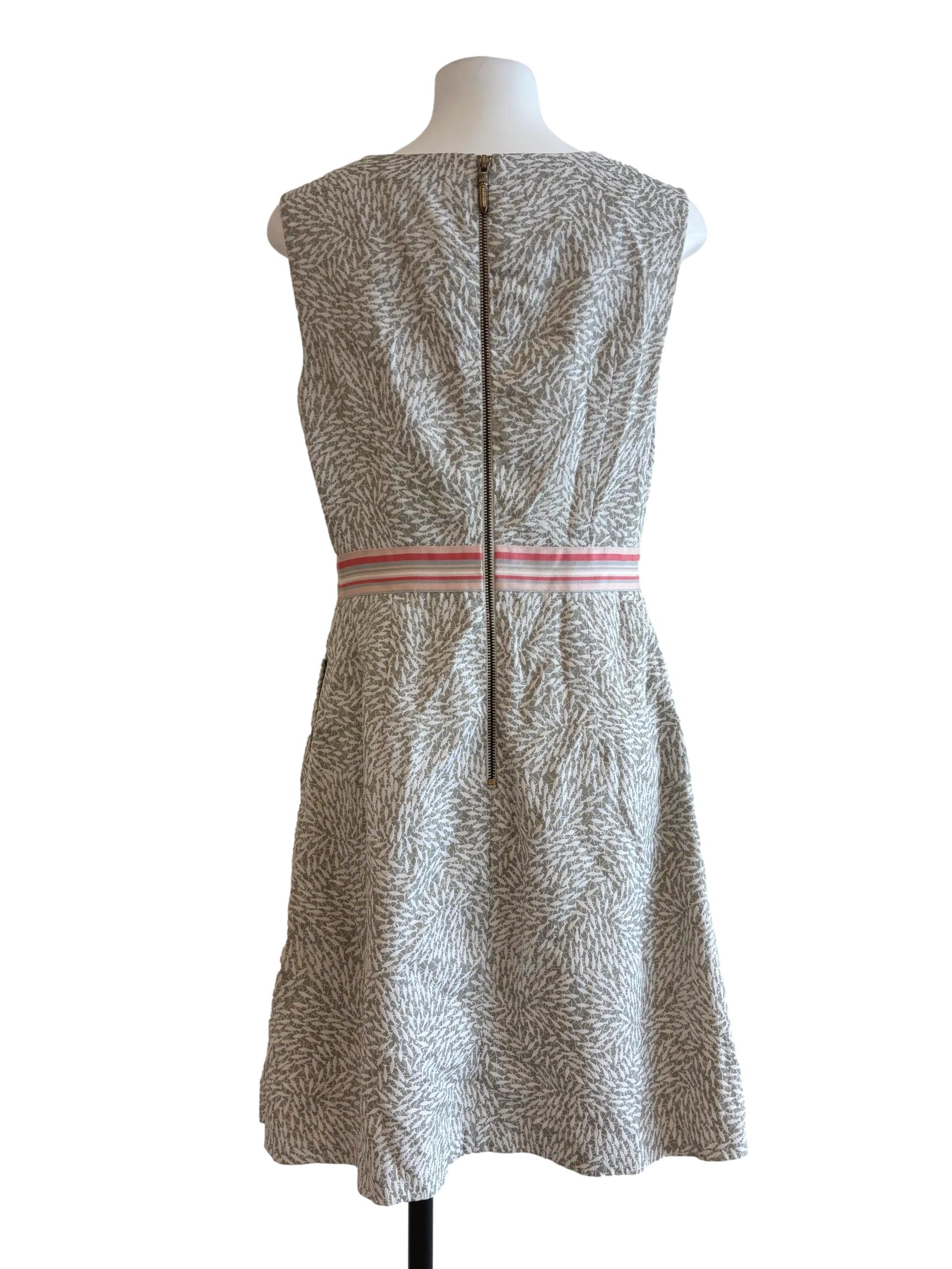 Porcelain Sleeveless Printed A-Line Dress