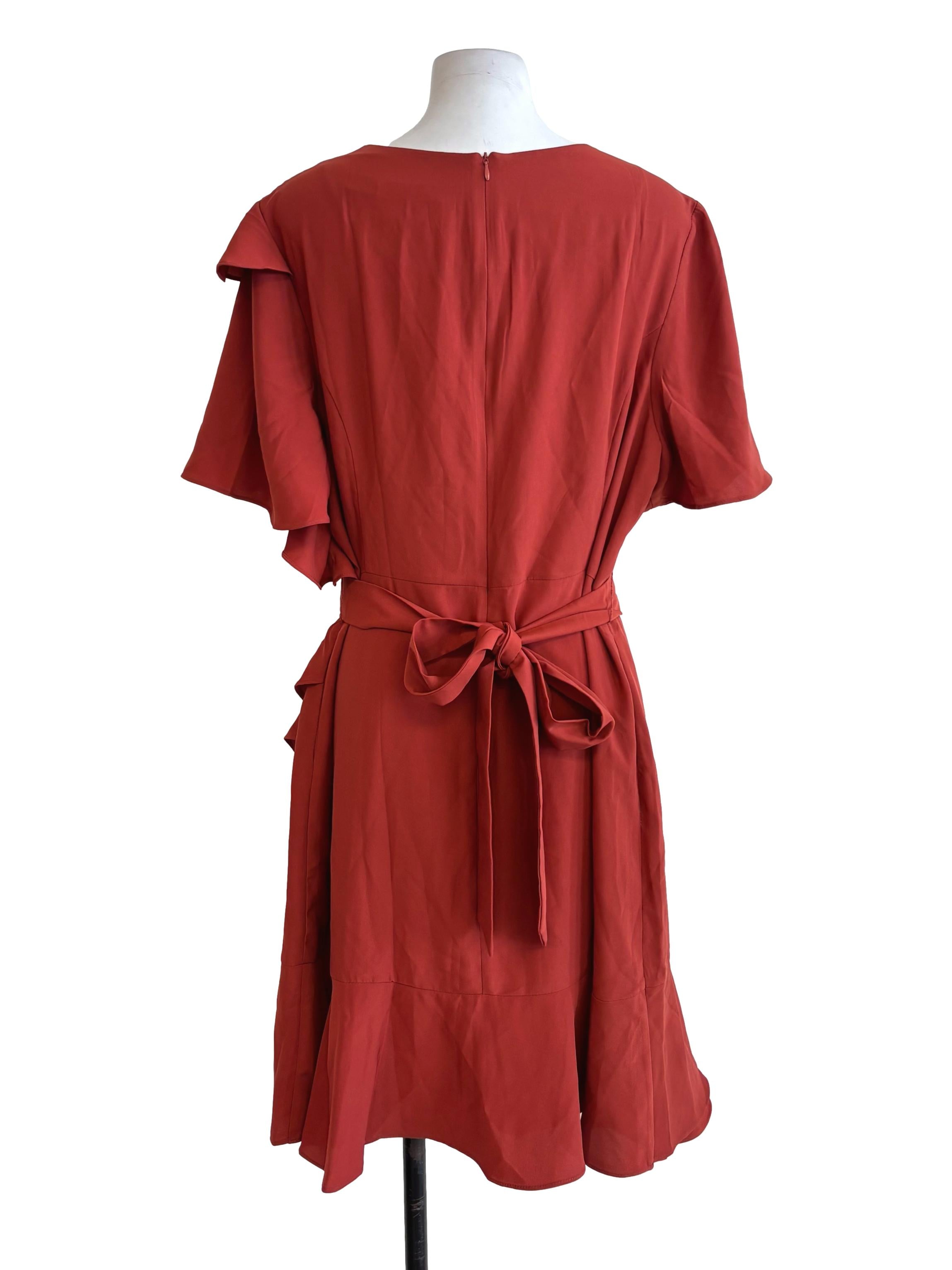 Brick Orange Ruffle Dress