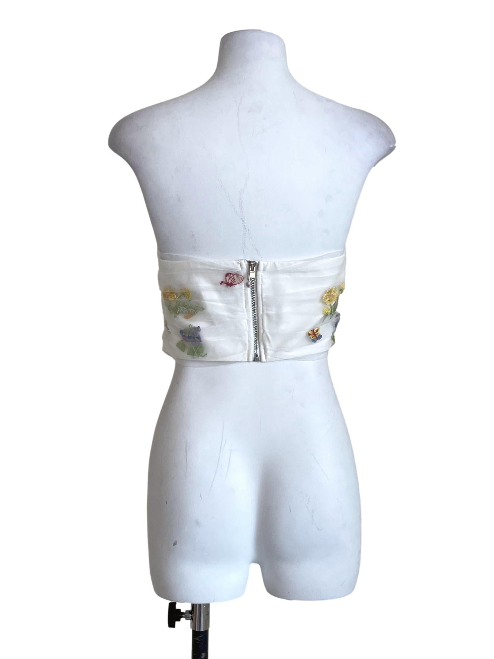 Cotton White Floral Crop Top TTR