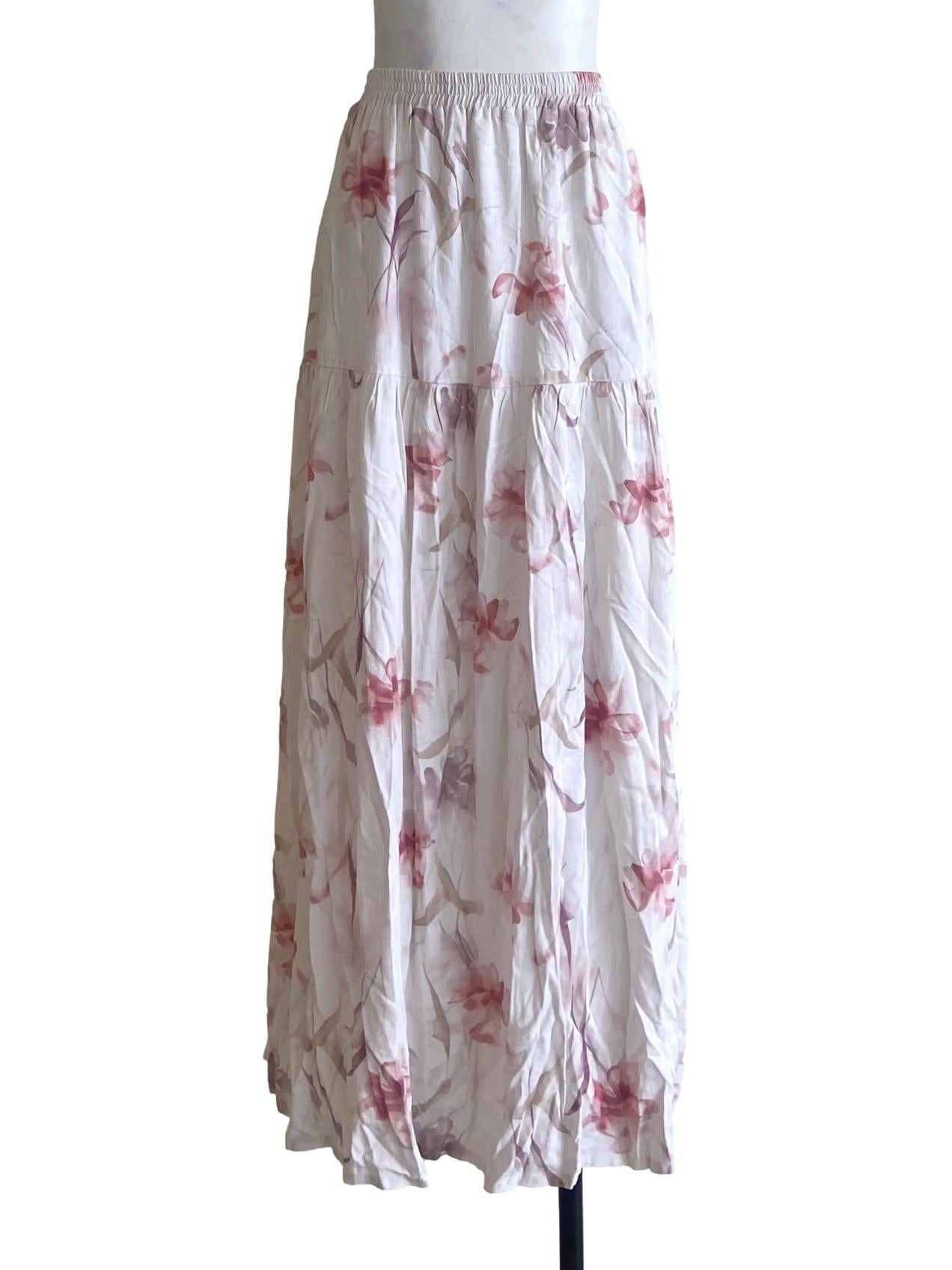 White Floral Empire Circle Skirt