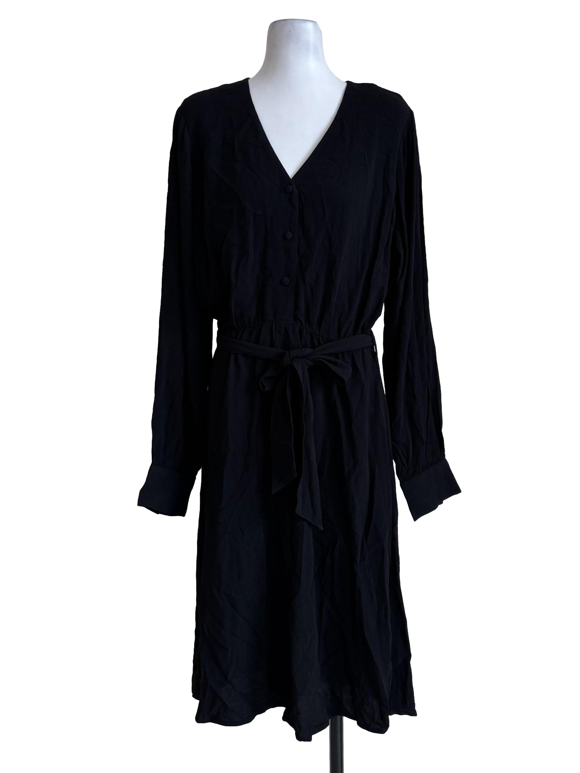 Carbon Black V Neck Dress