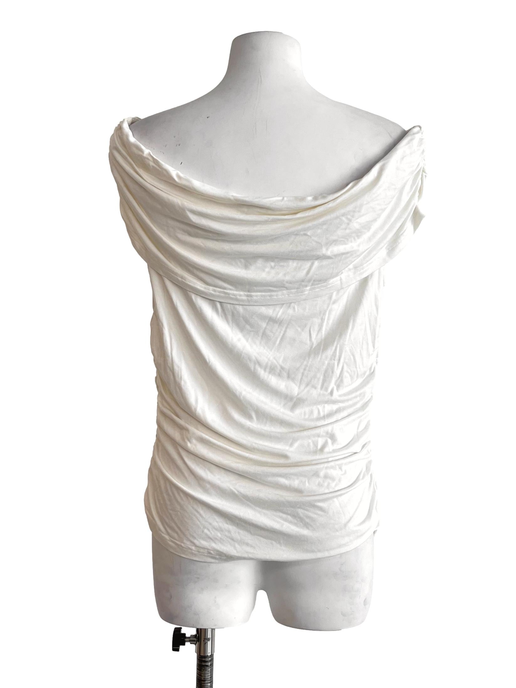 Cream White Draped Ruched Top