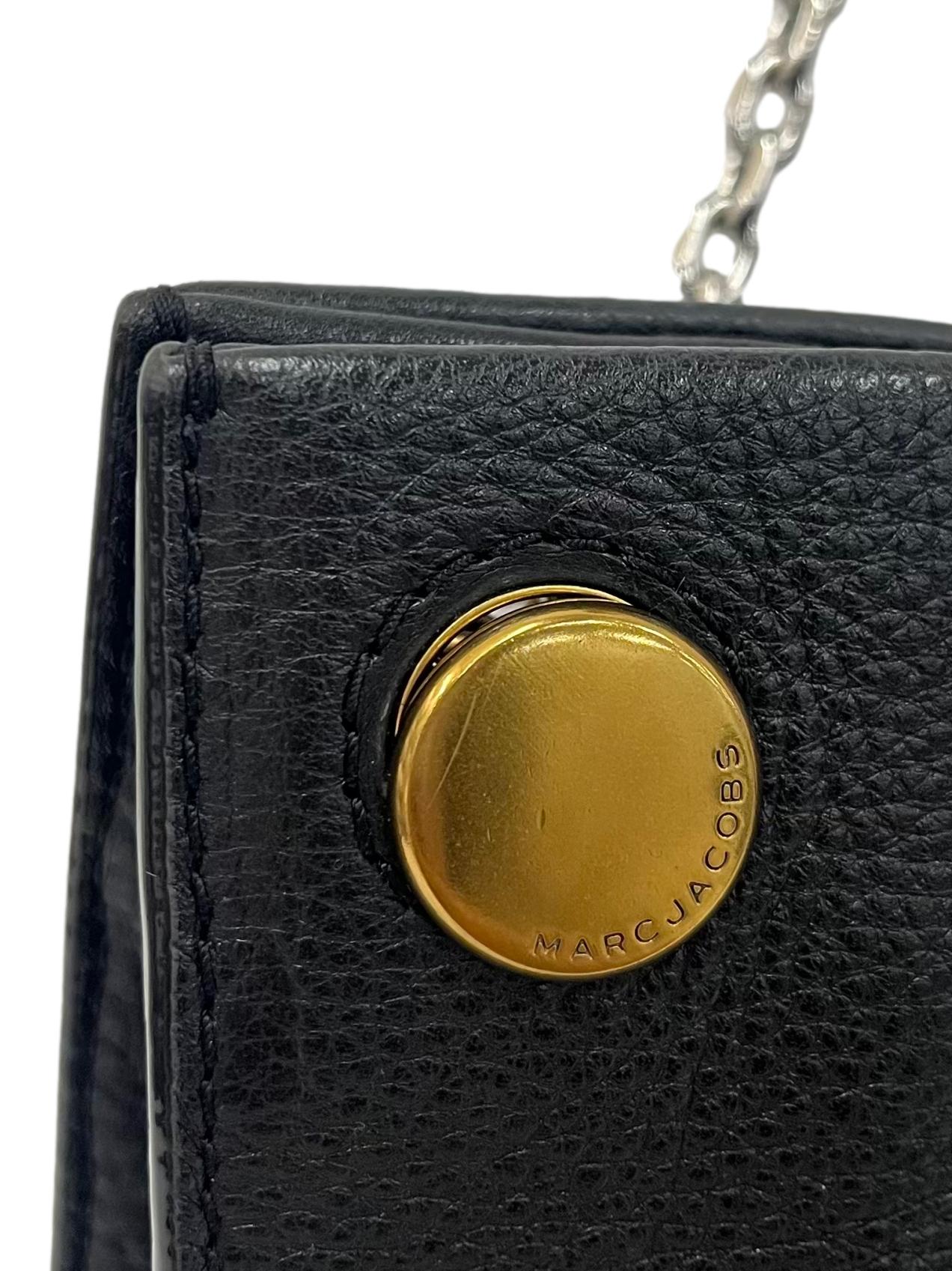 Black Leather Double Chain Shoulder Bag CSN