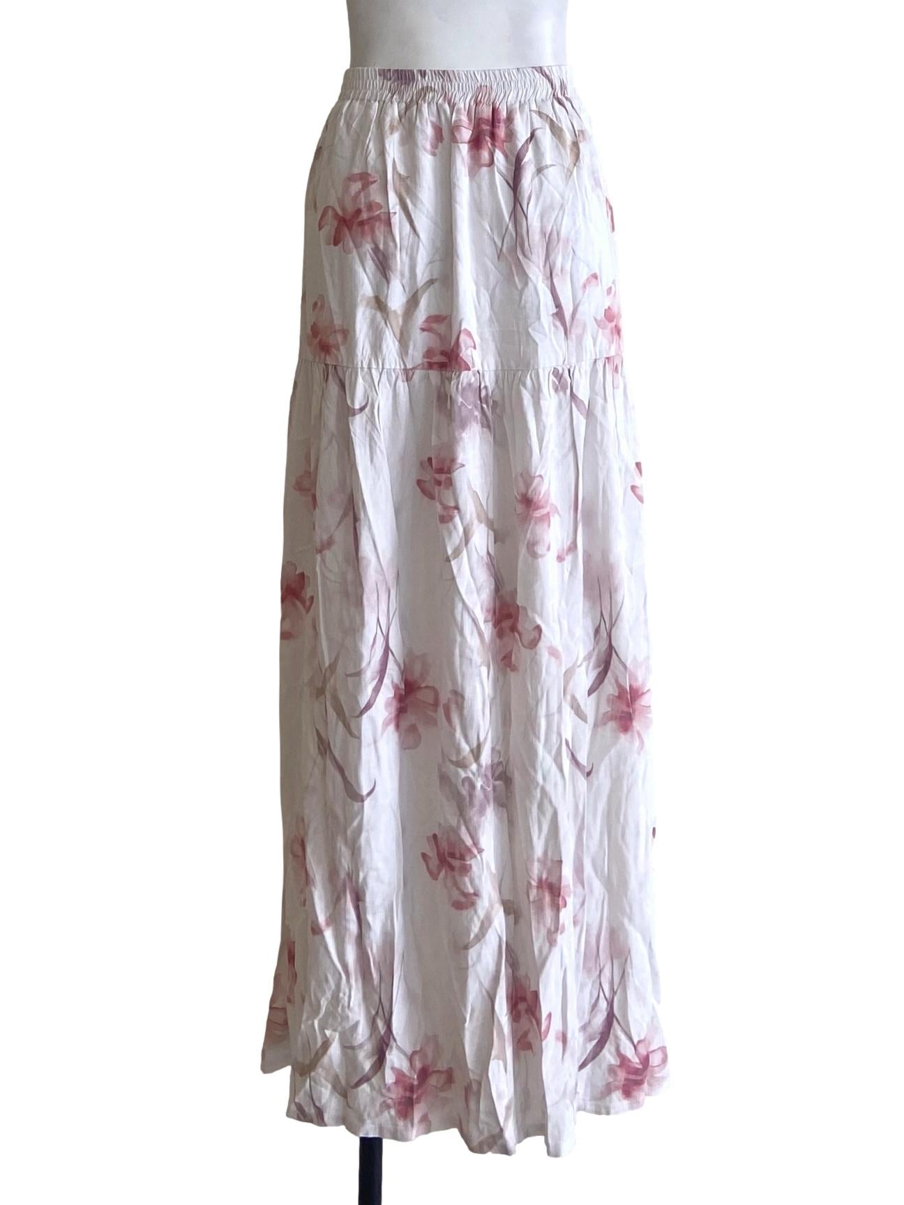 White Floral Empire Circle Skirt