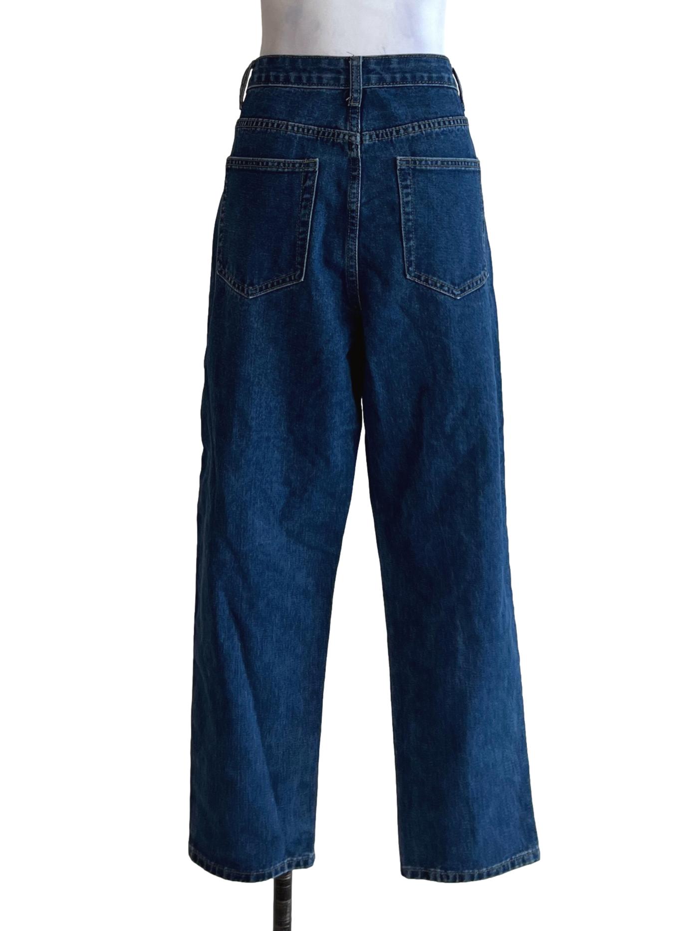 Navy Blue Denim Plain Straight Jeans TTR
