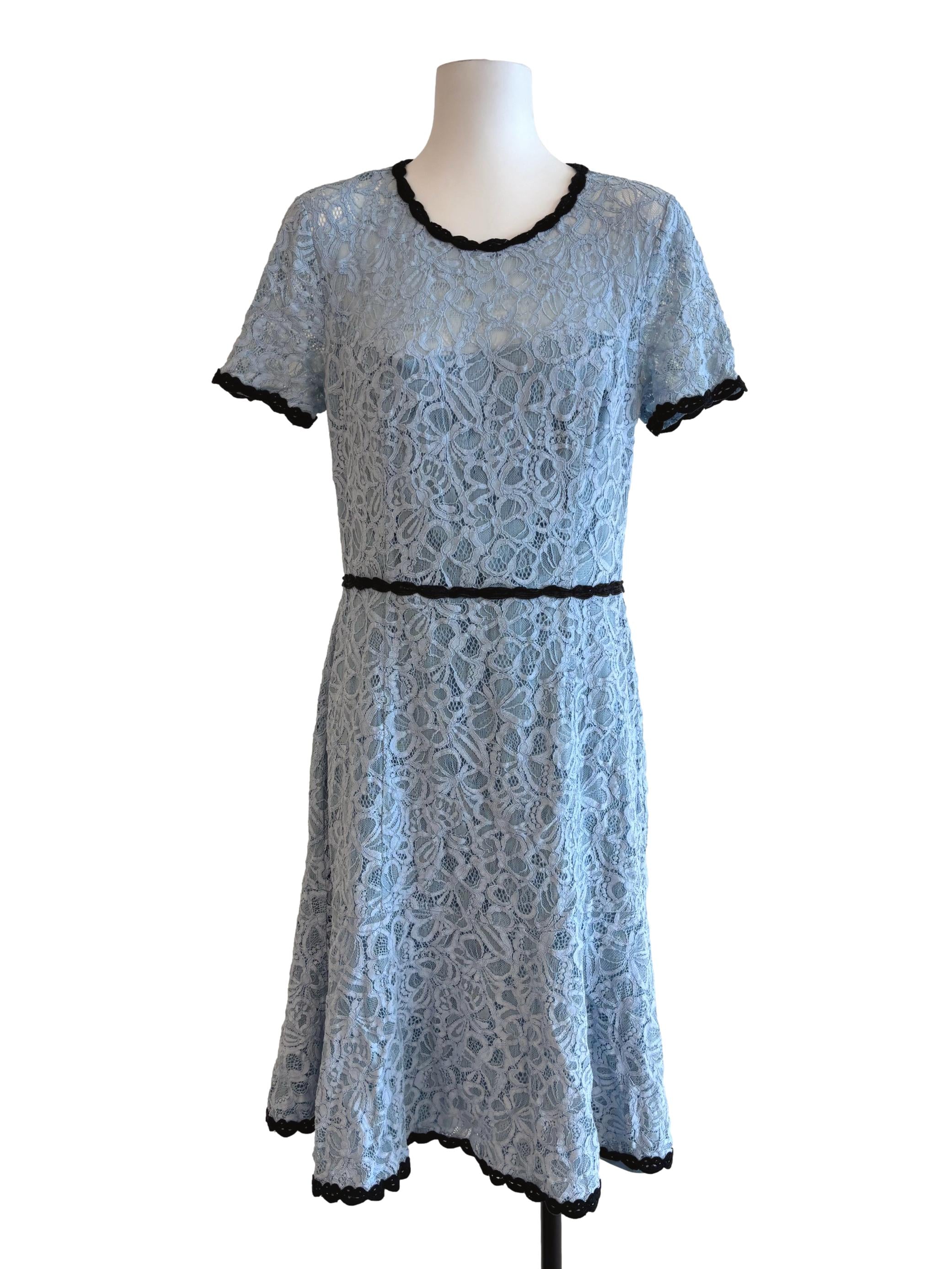 Baby Blue Short Sleeve Lace Dress
