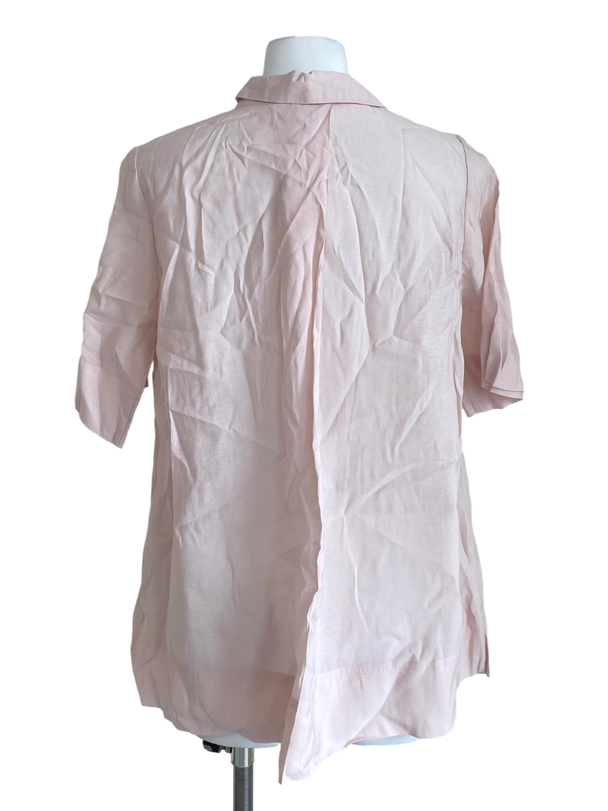 Light Pink Patch Pockets Wide Shirt