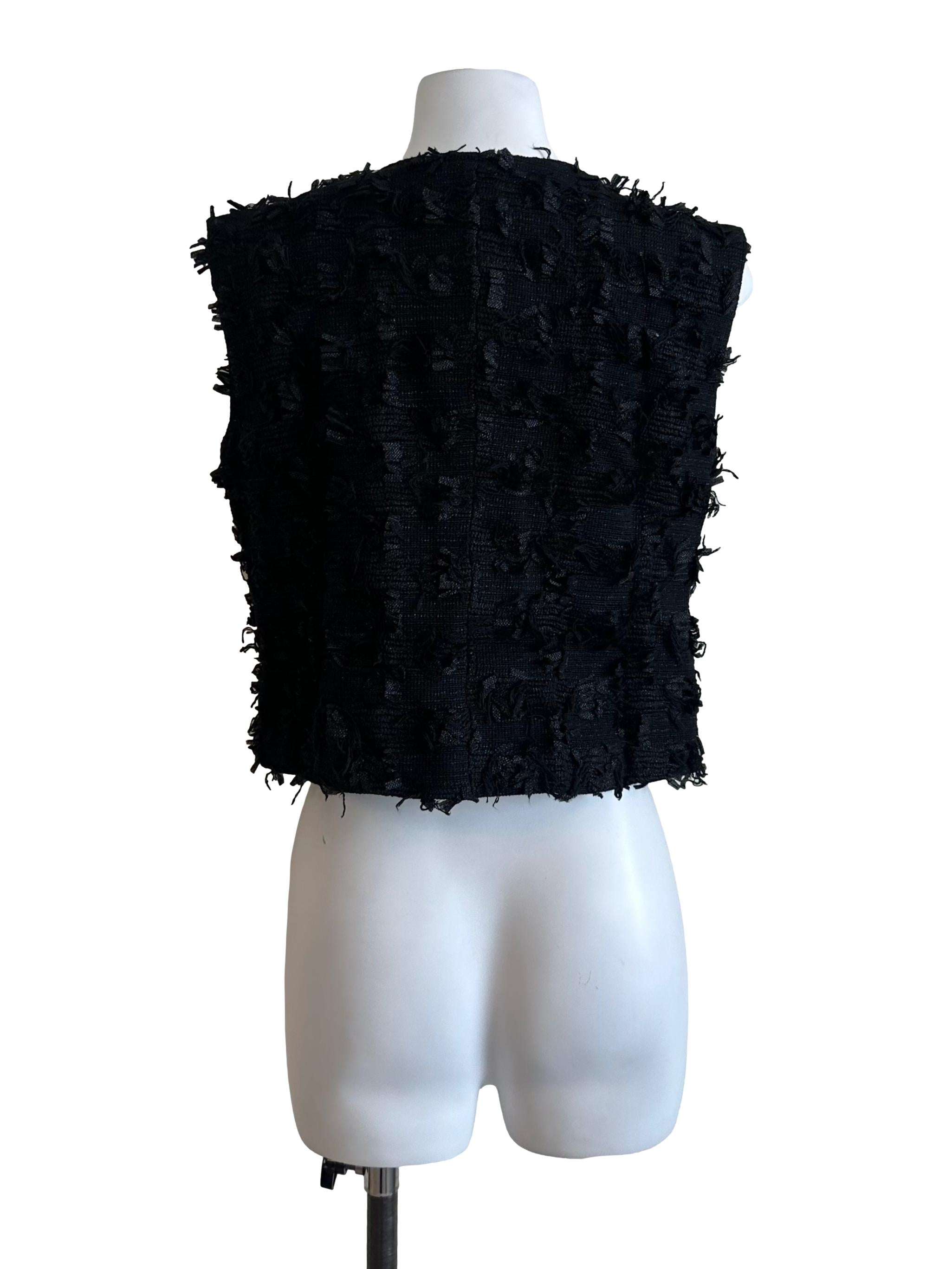 Raven Black Textured Button Vest