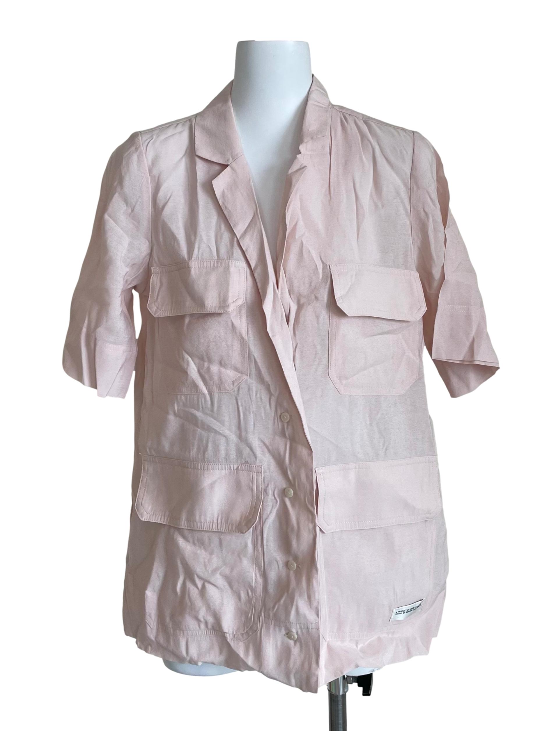 Light Pink Patch Pockets Wide Shirt
