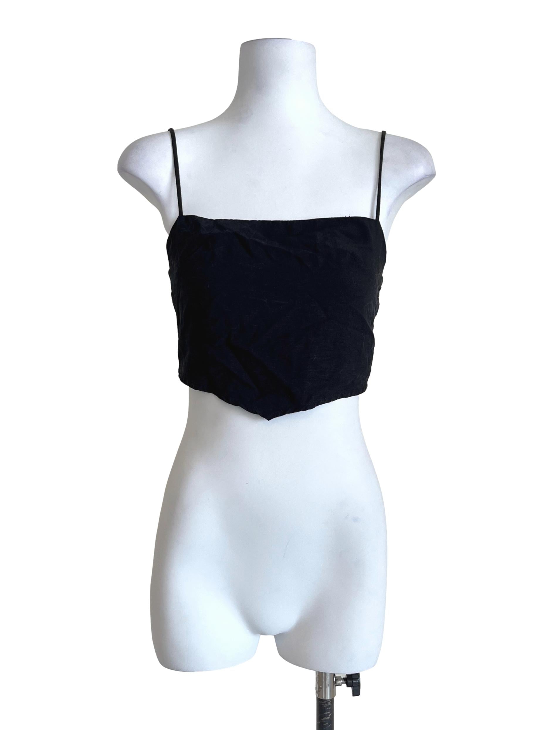 Jade Black Spaghetti Strap Crop Top TEM