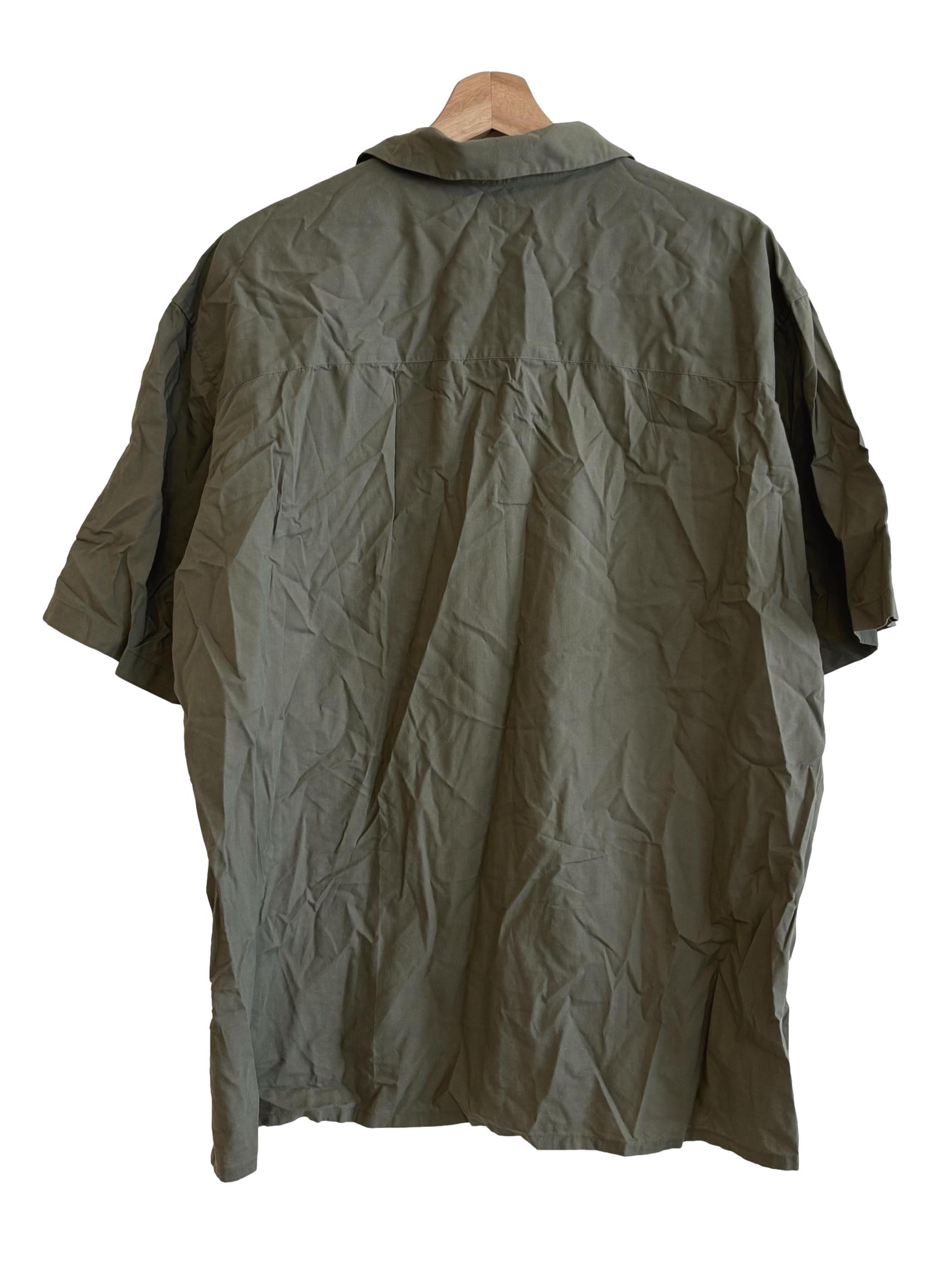 Olive Green Shirt Sleeves Button Up Shirt