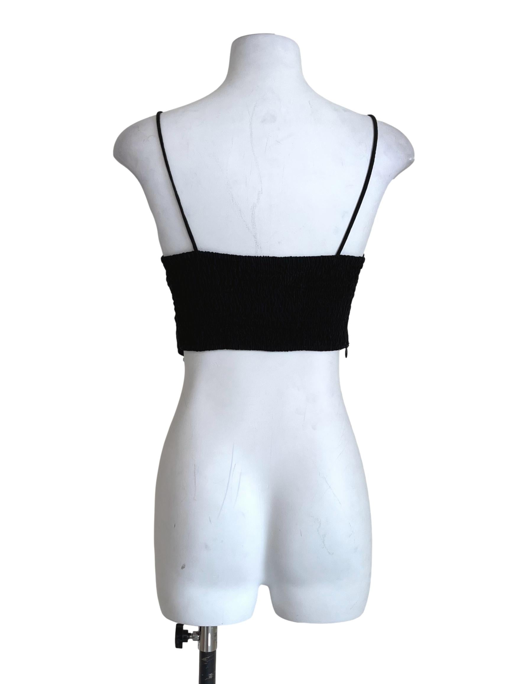 Jade Black Spaghetti Strap Crop Top TEM
