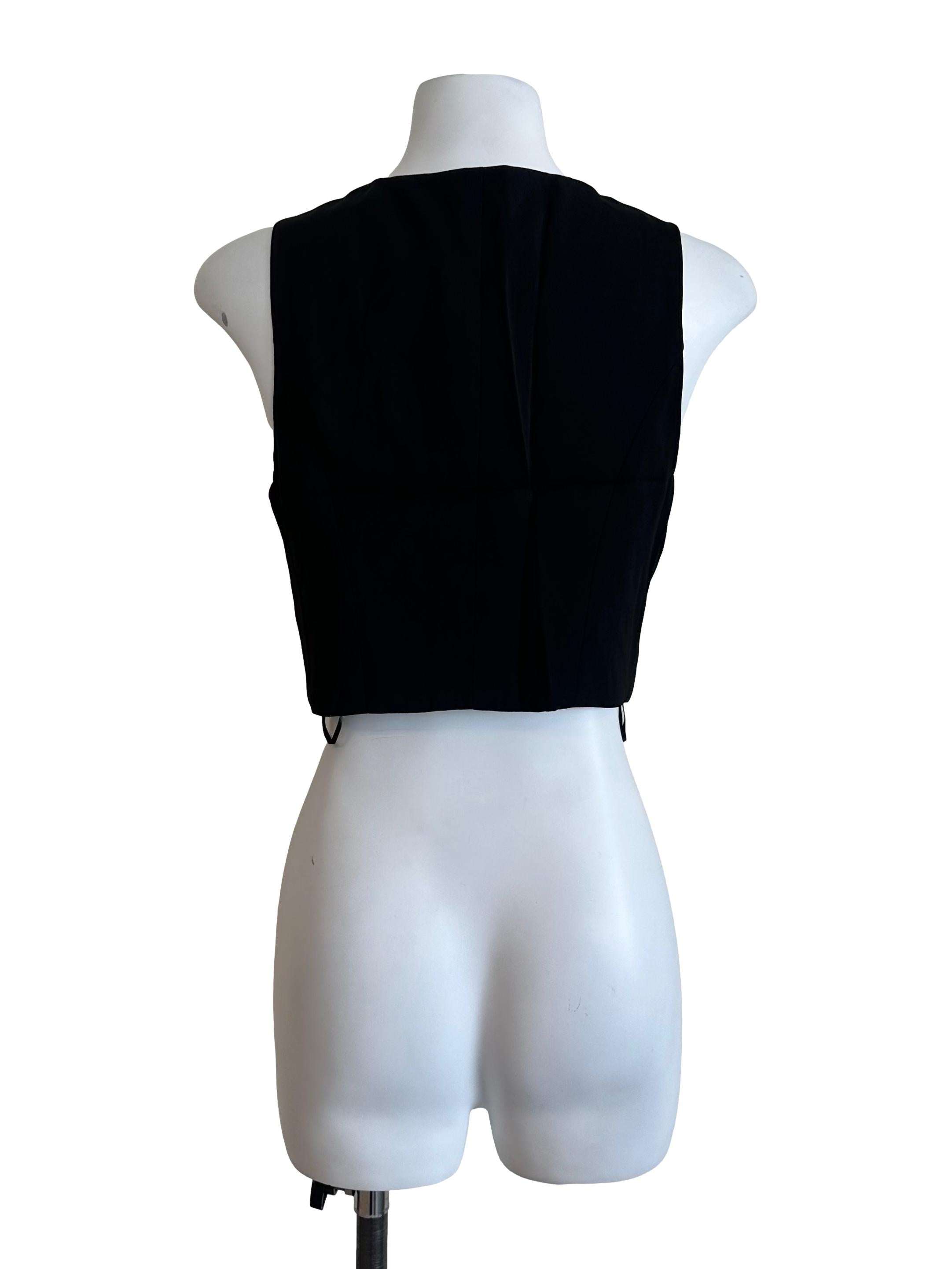 Onyx Black V Neck Button Vest
