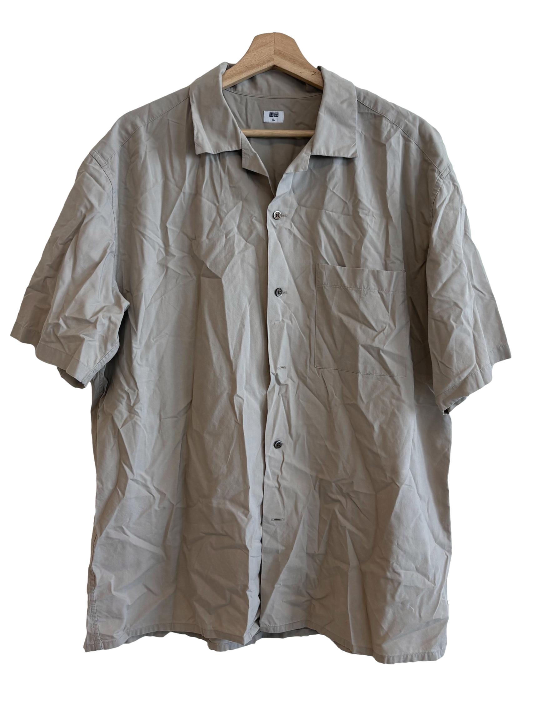 Tan Short Sleeves Button Up Shirt