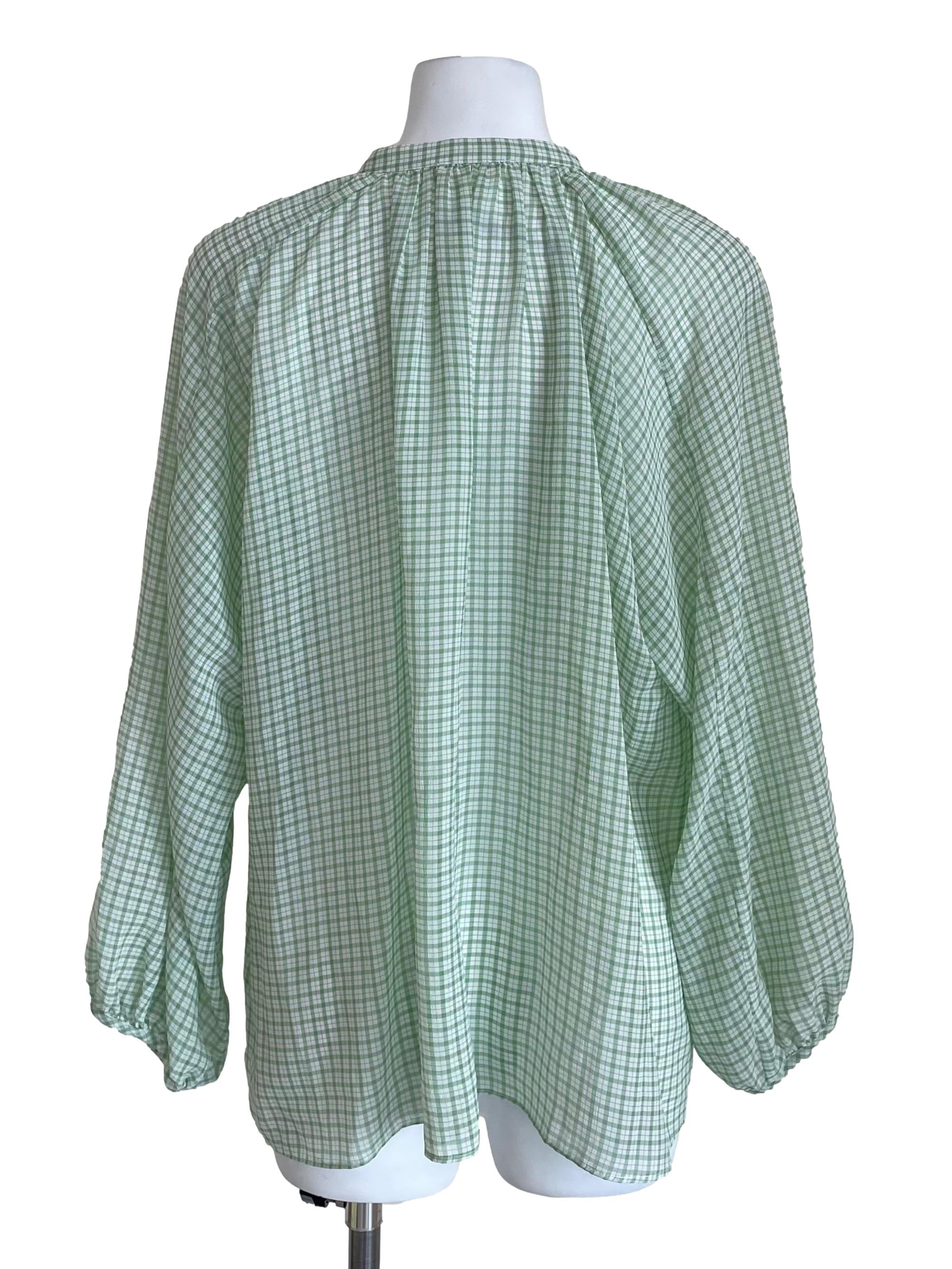 Green Gingham Billowy Blouse OSN