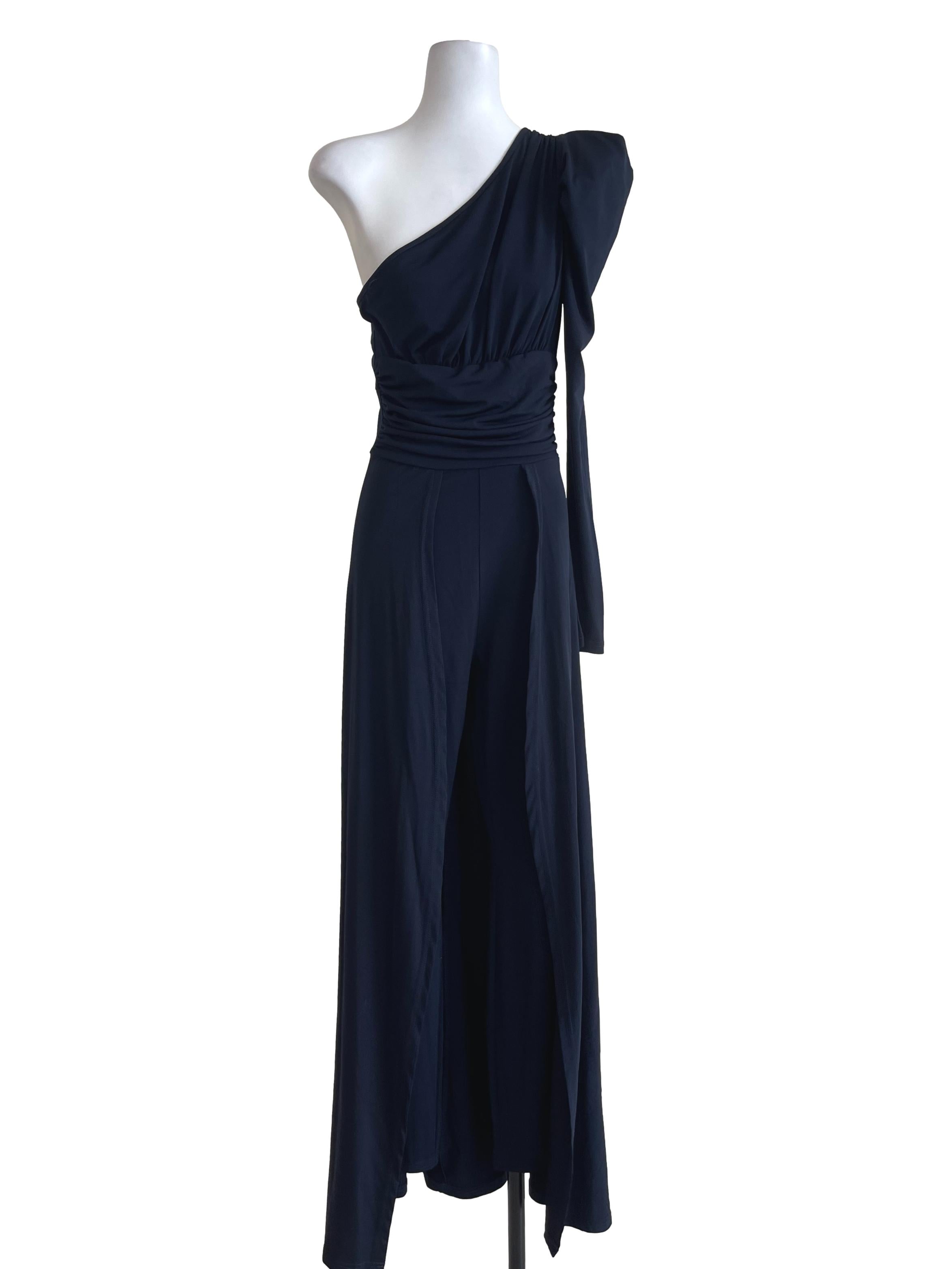 Navy Blue Half Sleeves Gown With Pants