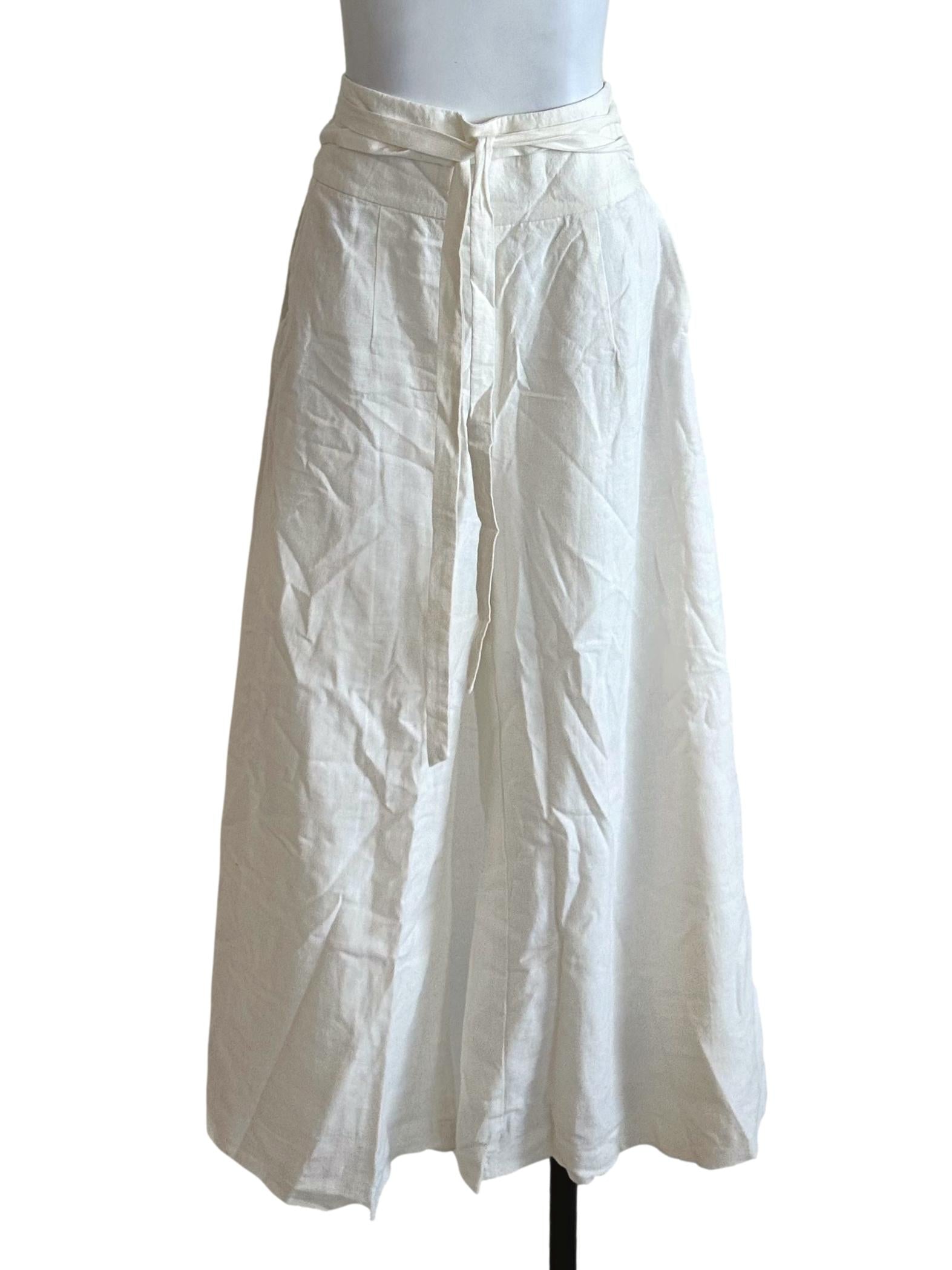 Cream White Wide Leg Strap Pants LB