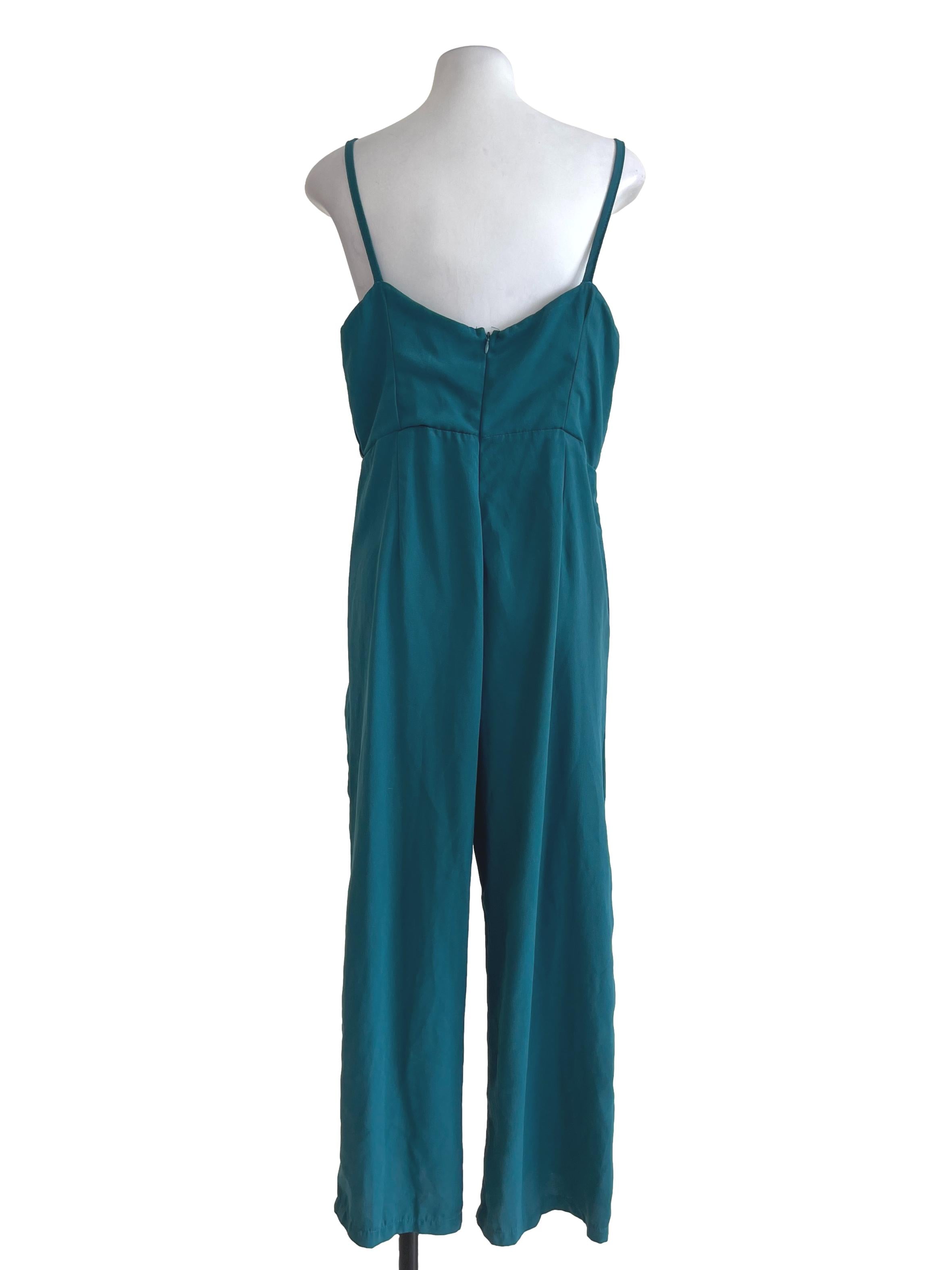 Turqoise Plain Midi Jumpsuit
