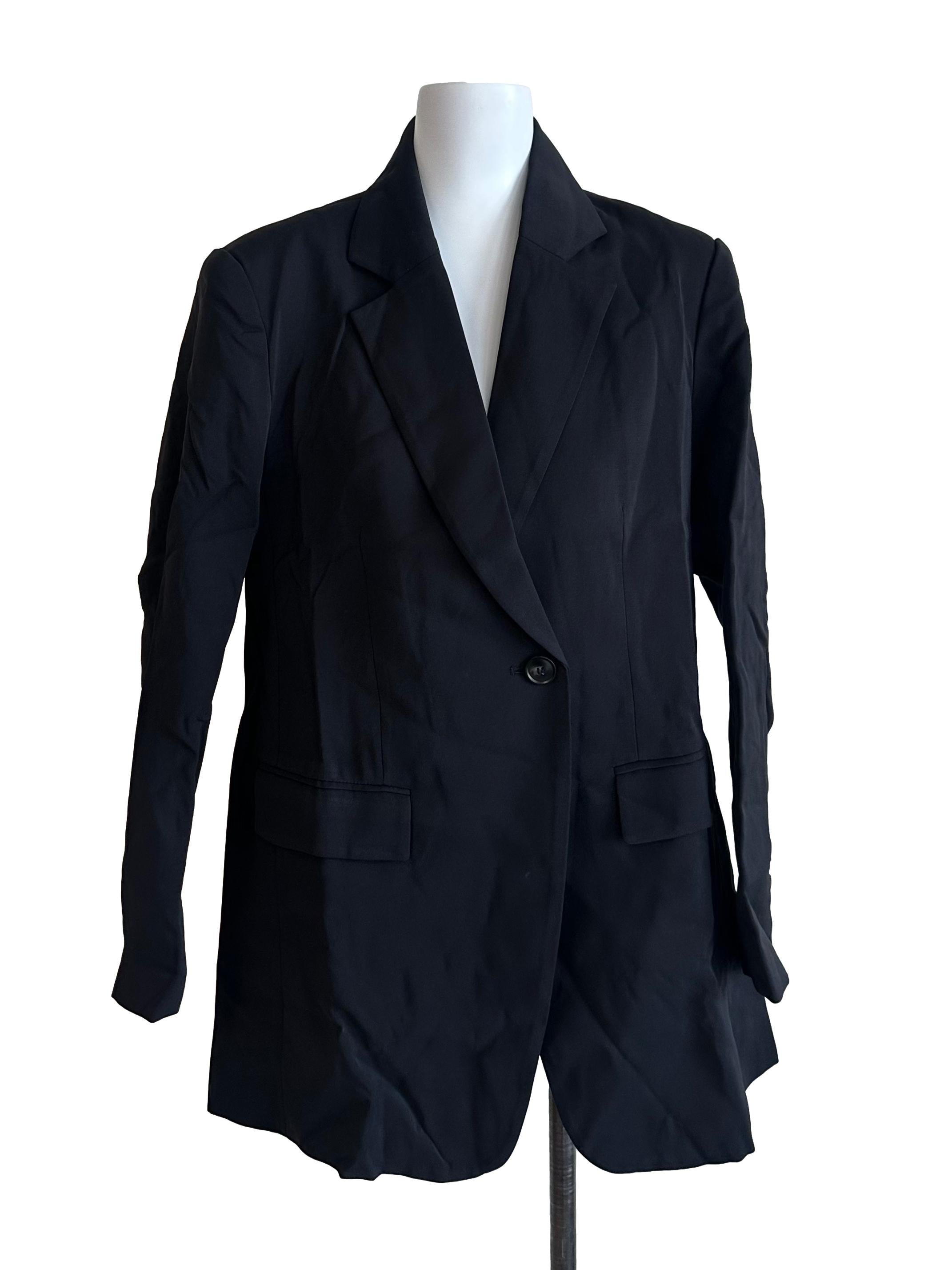 Charcoal Black V Neck Collar Blazer