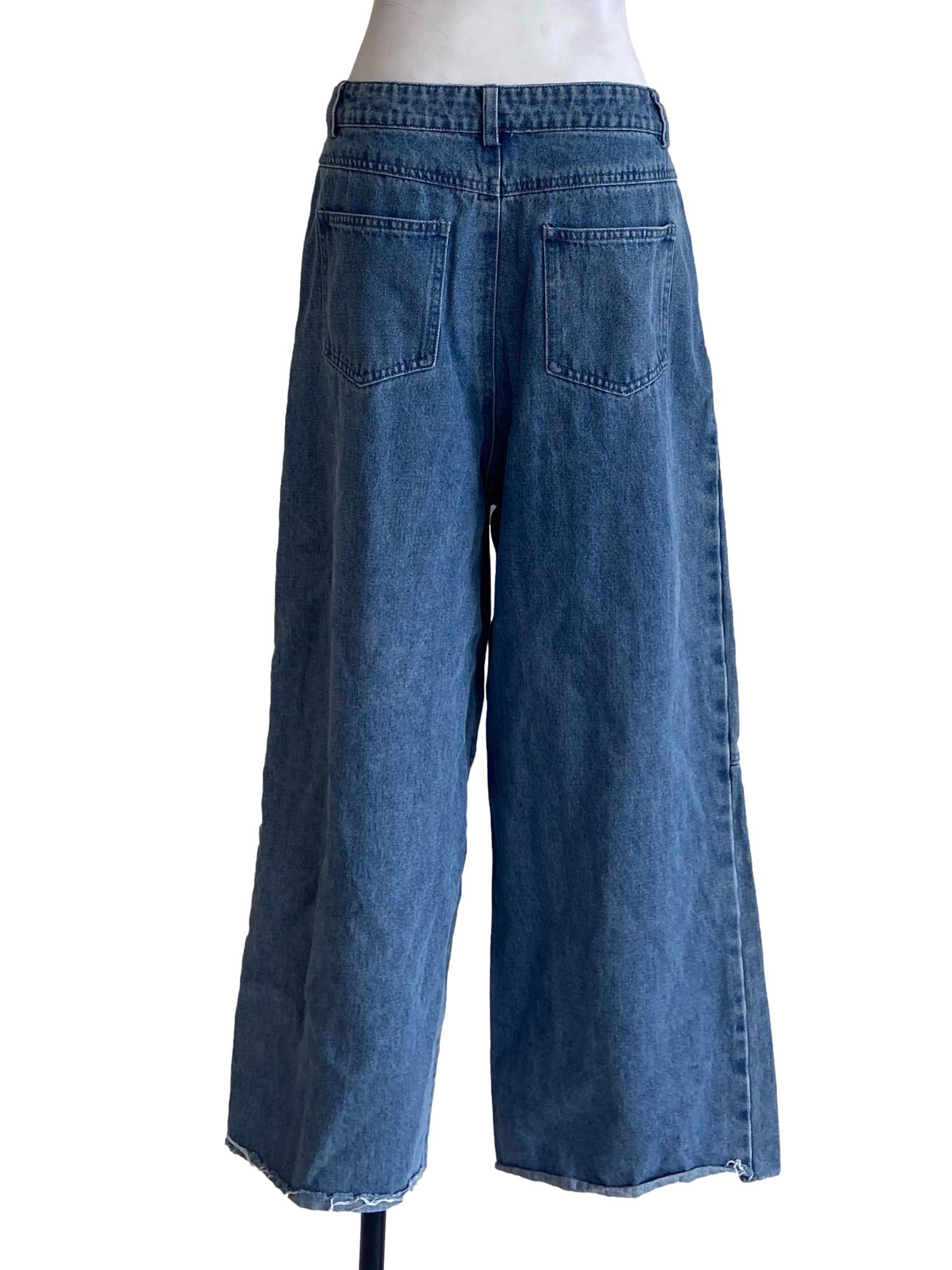 Sky Blue Herringbone Straight Jeans TEM