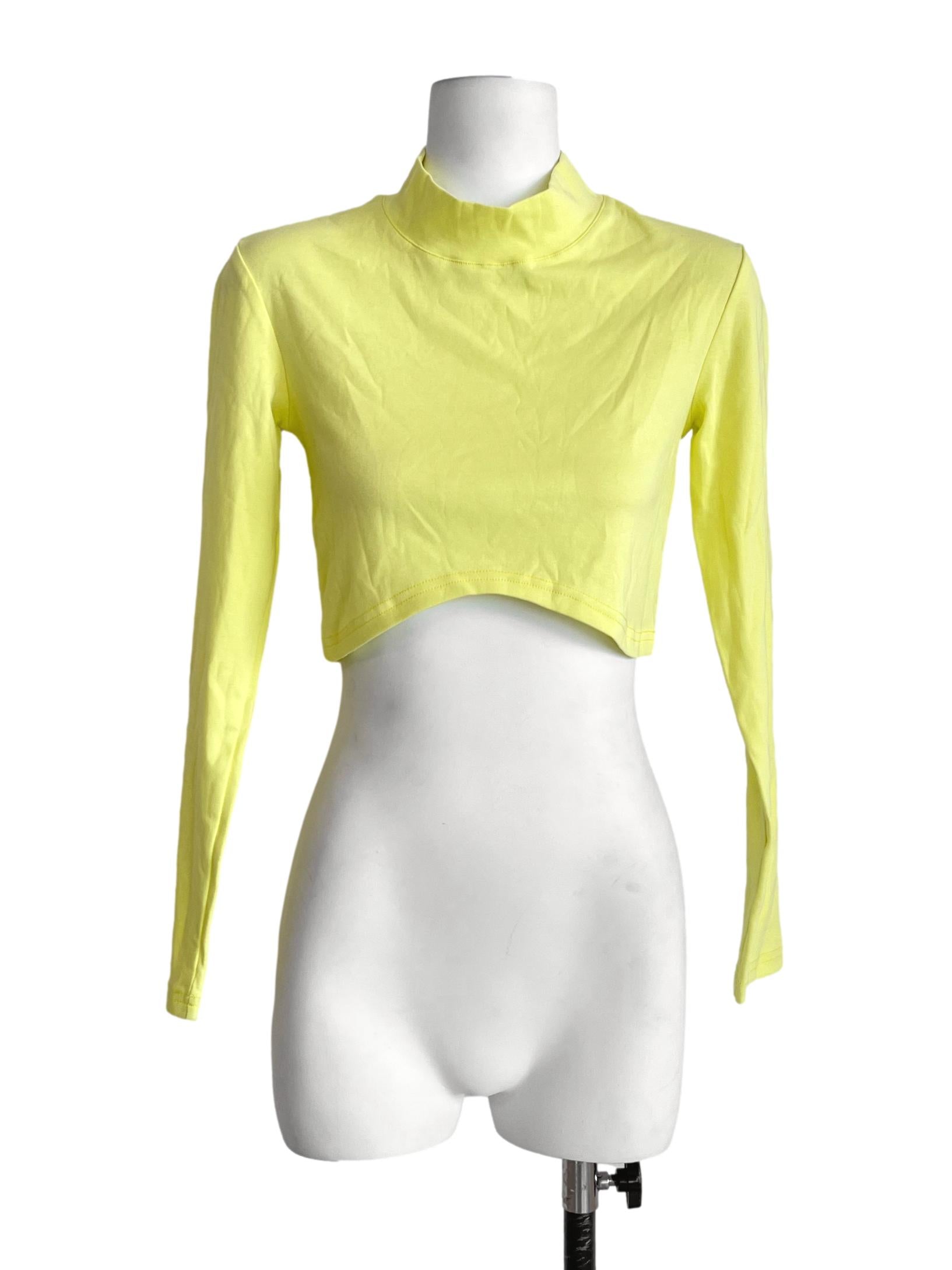 Lemon Yellow Asymmetric Crop Top YHF