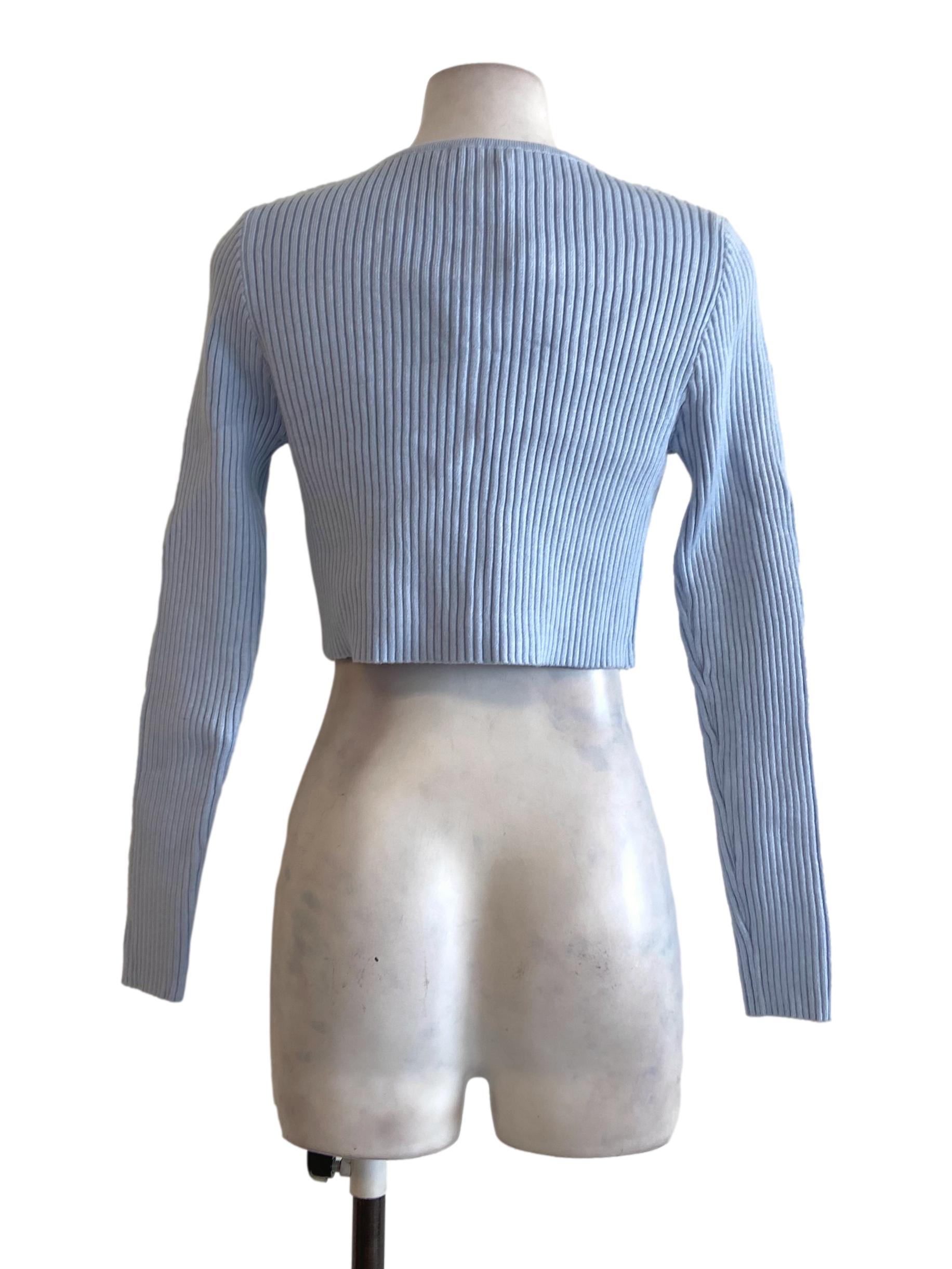 Frost Blue Candy Stripe Crop Cardigan