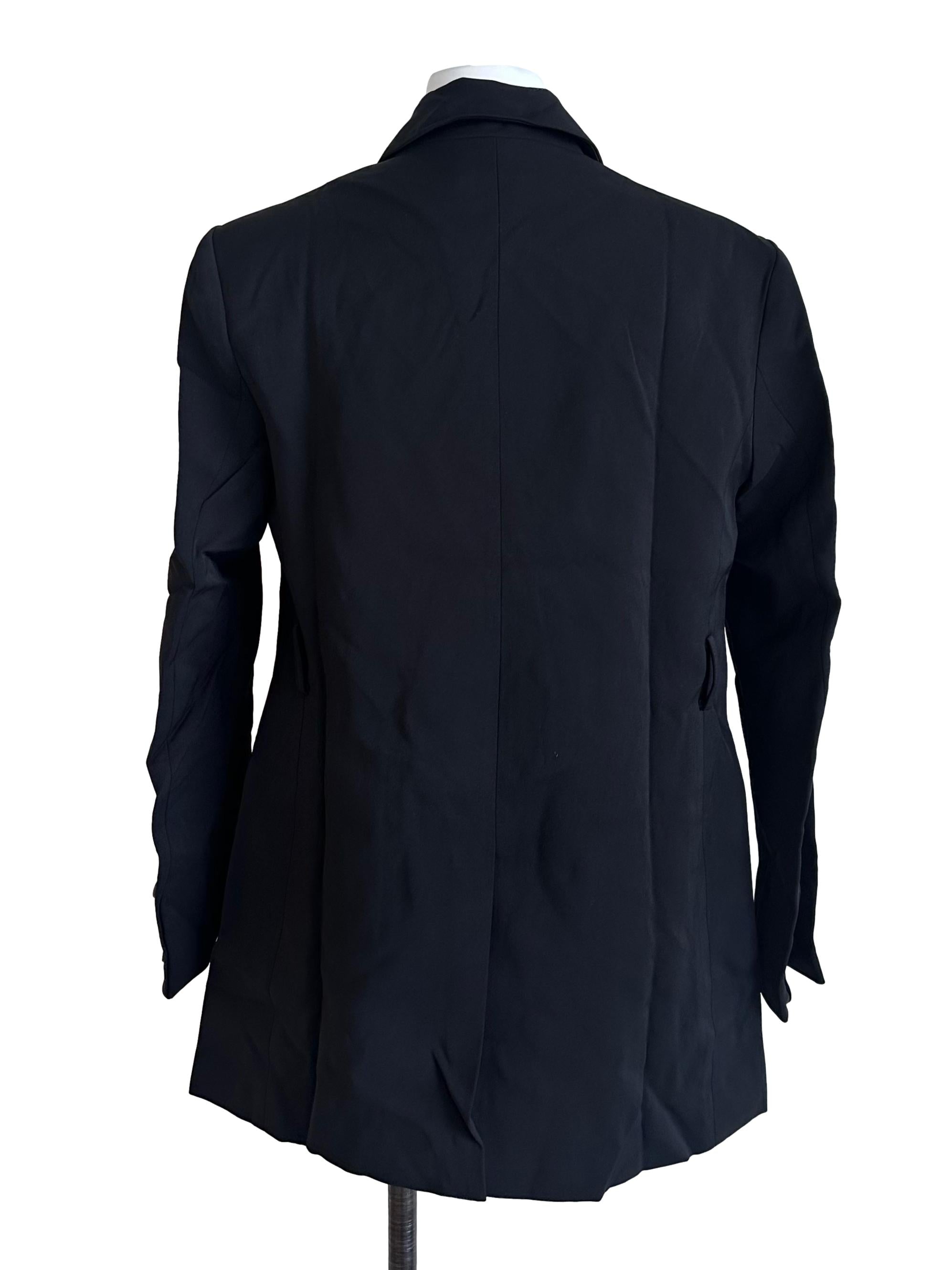 Charcoal Black V Neck Collar Blazer