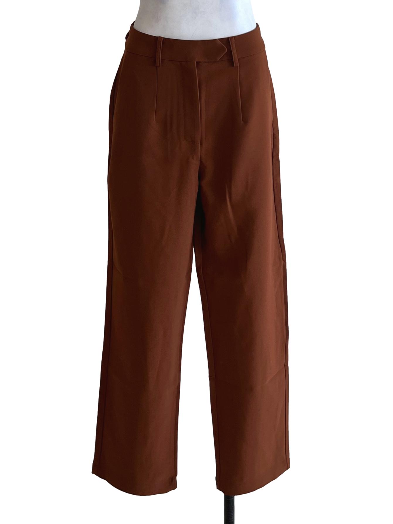 Amber Orange Plain Formal Pants YHF