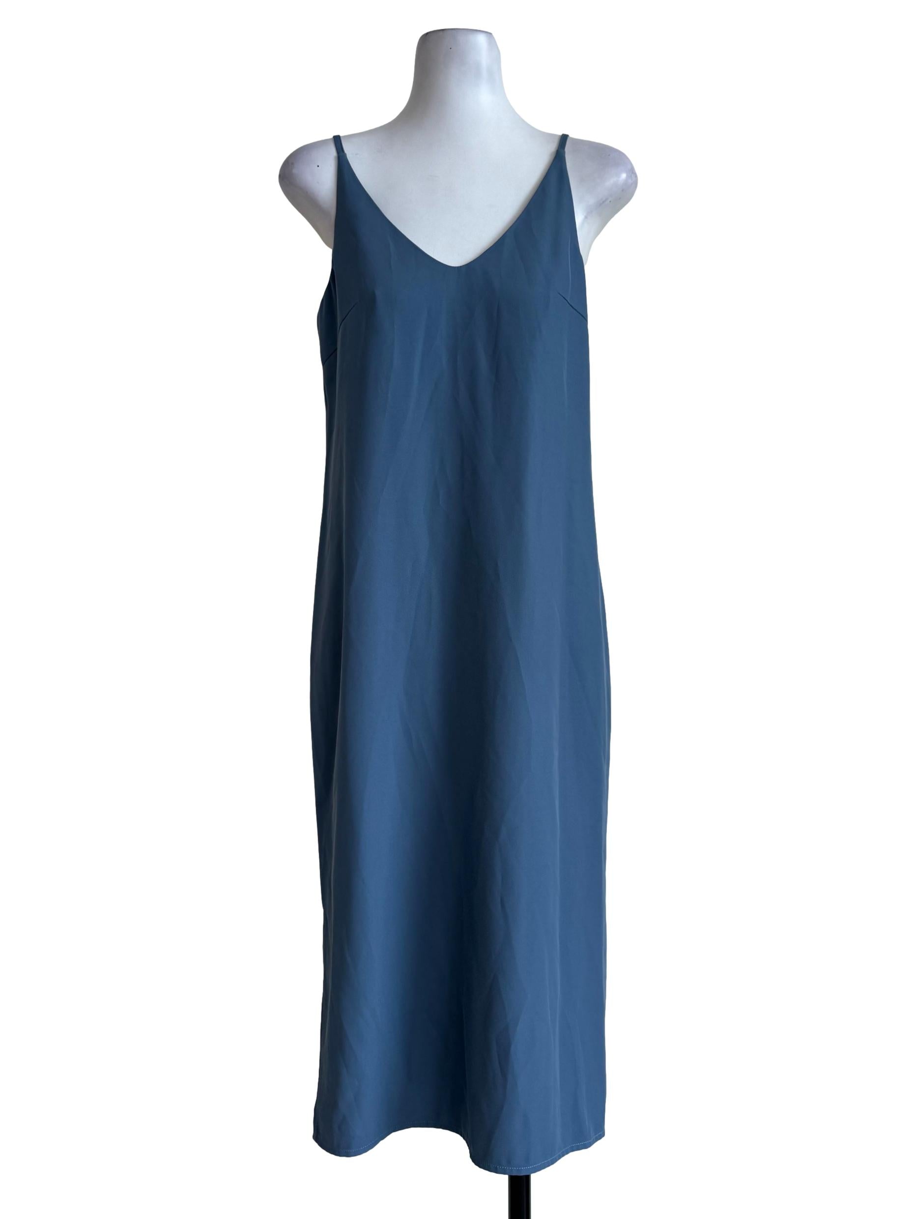 Steel Blue V Neck Dress