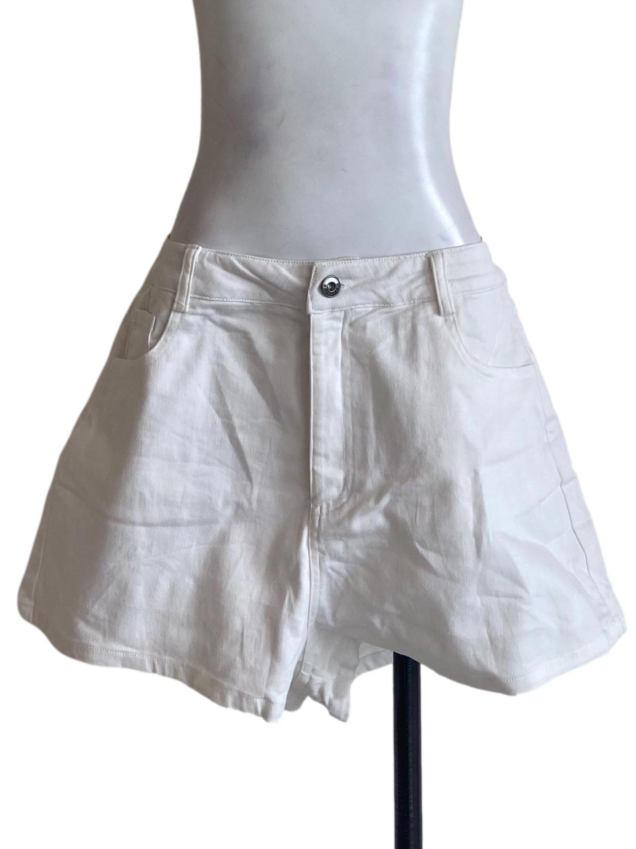 White Twill Short Jeans