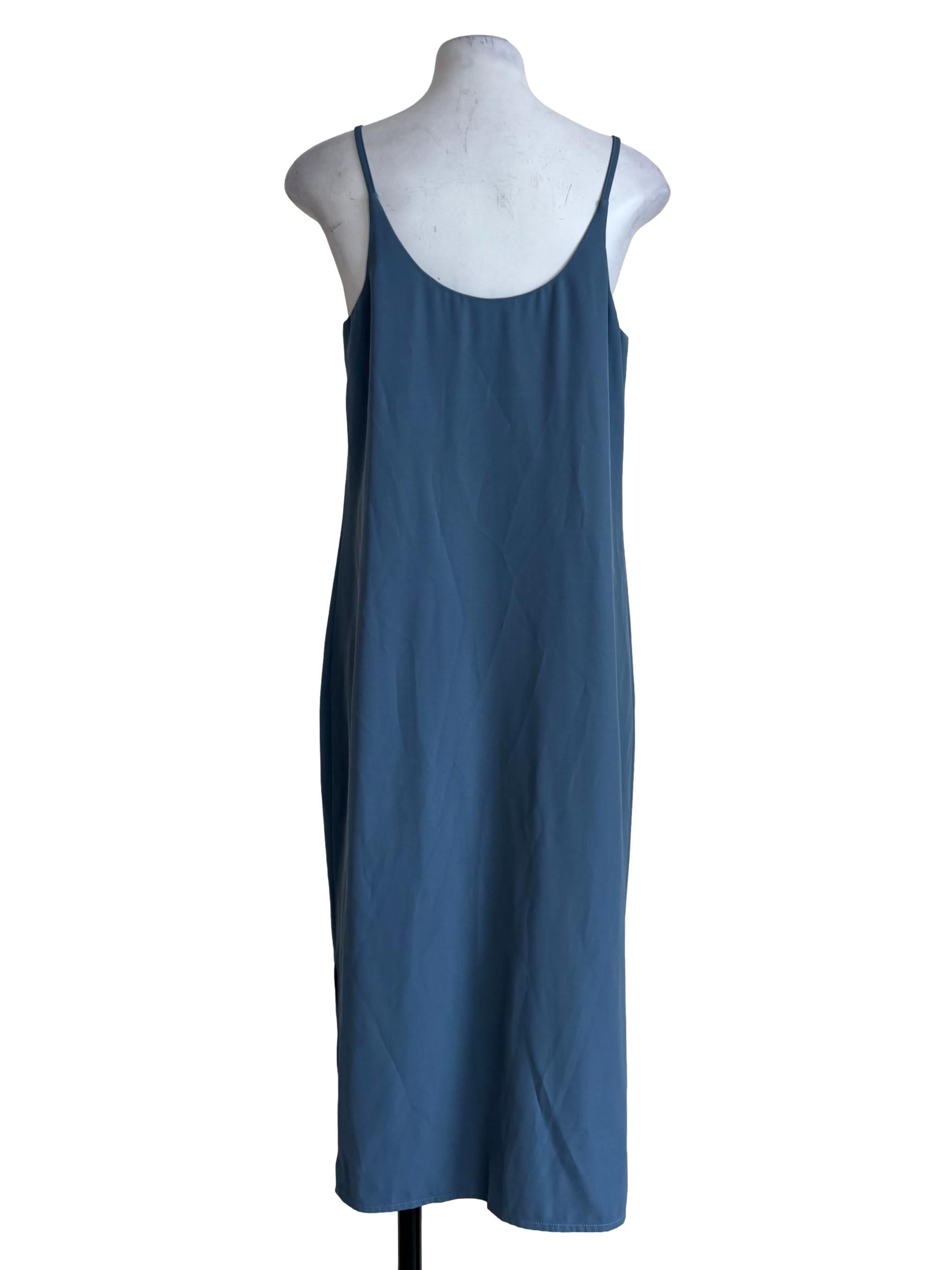 Steel Blue V Neck Dress