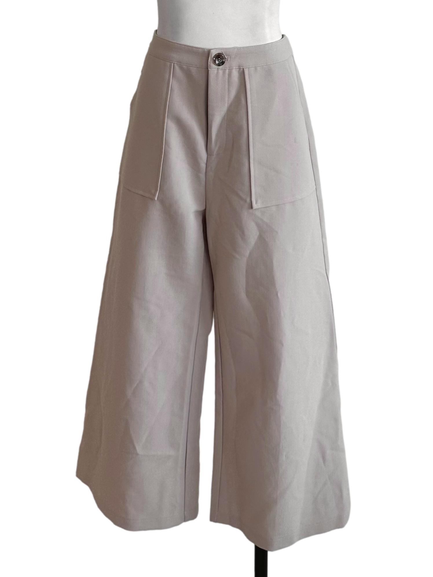 Sand Beige Wide Leg Pants