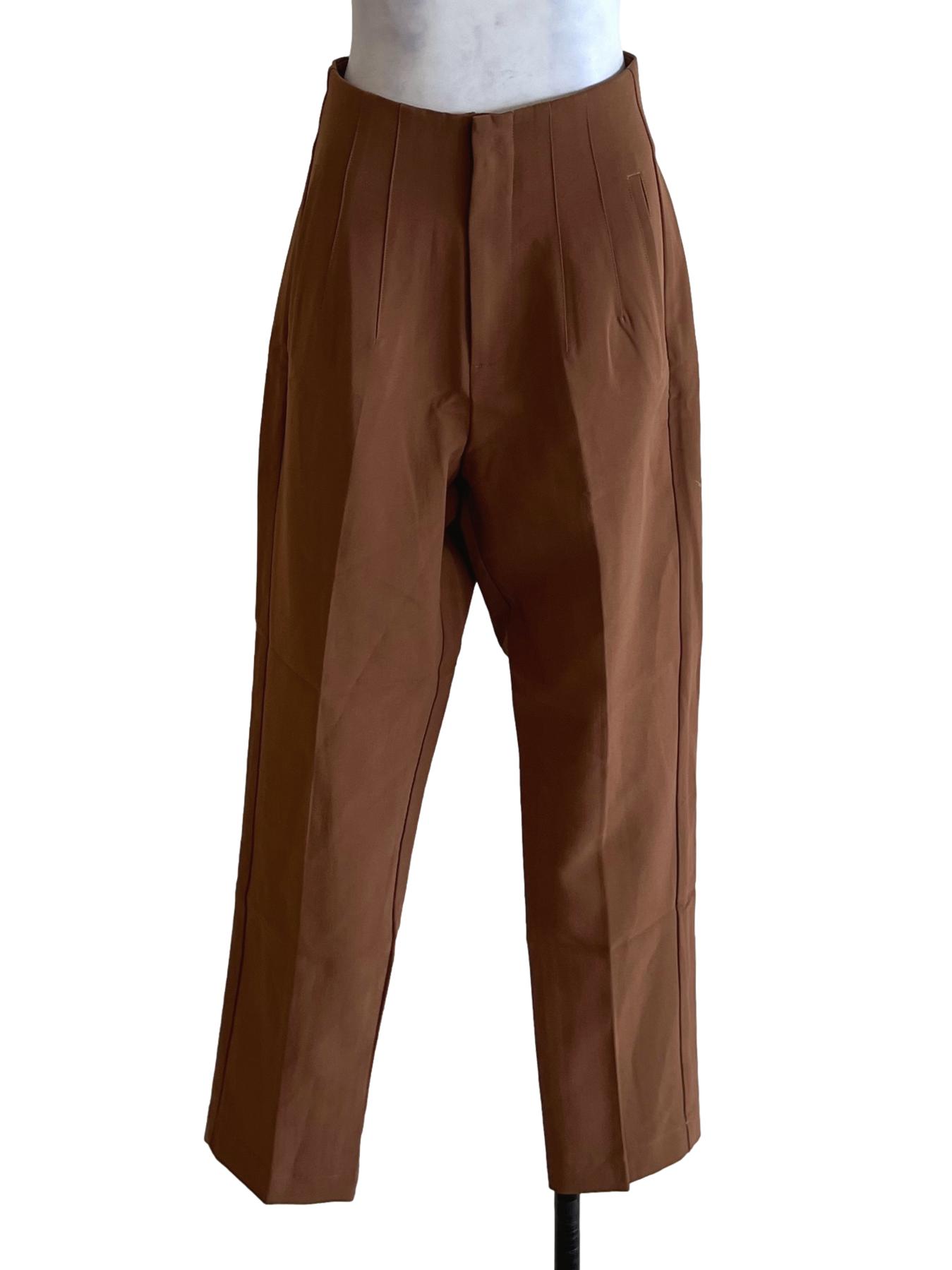 Tawny Brown High-Waisted Formal Pants