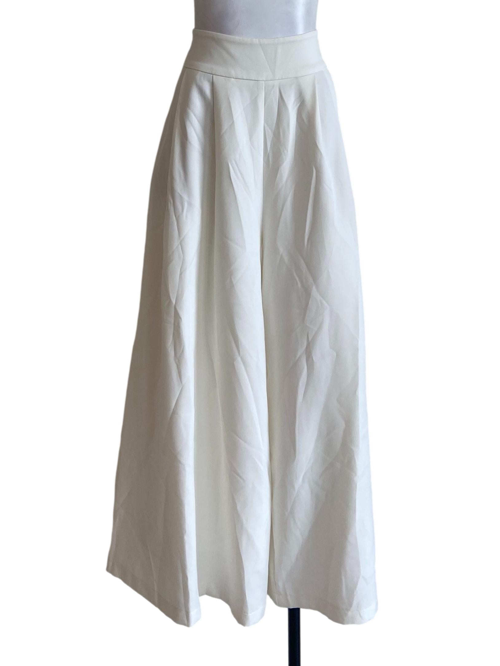 White Twill Palazzo Pants