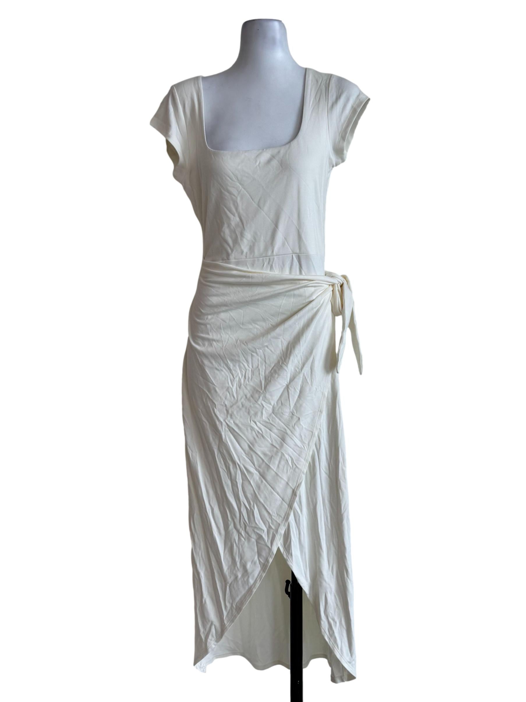 Pale Cream Deep Neck Dress