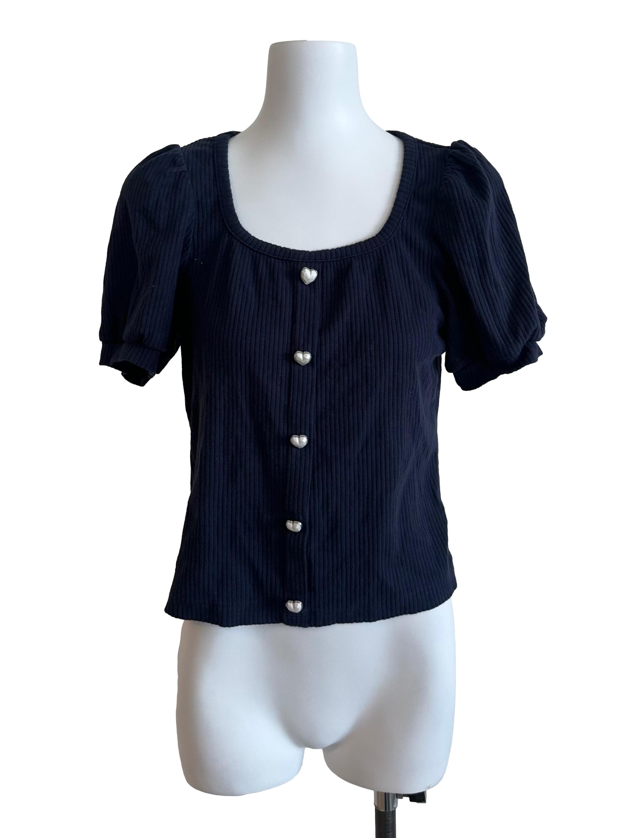 Spruce Blue Love Button Top