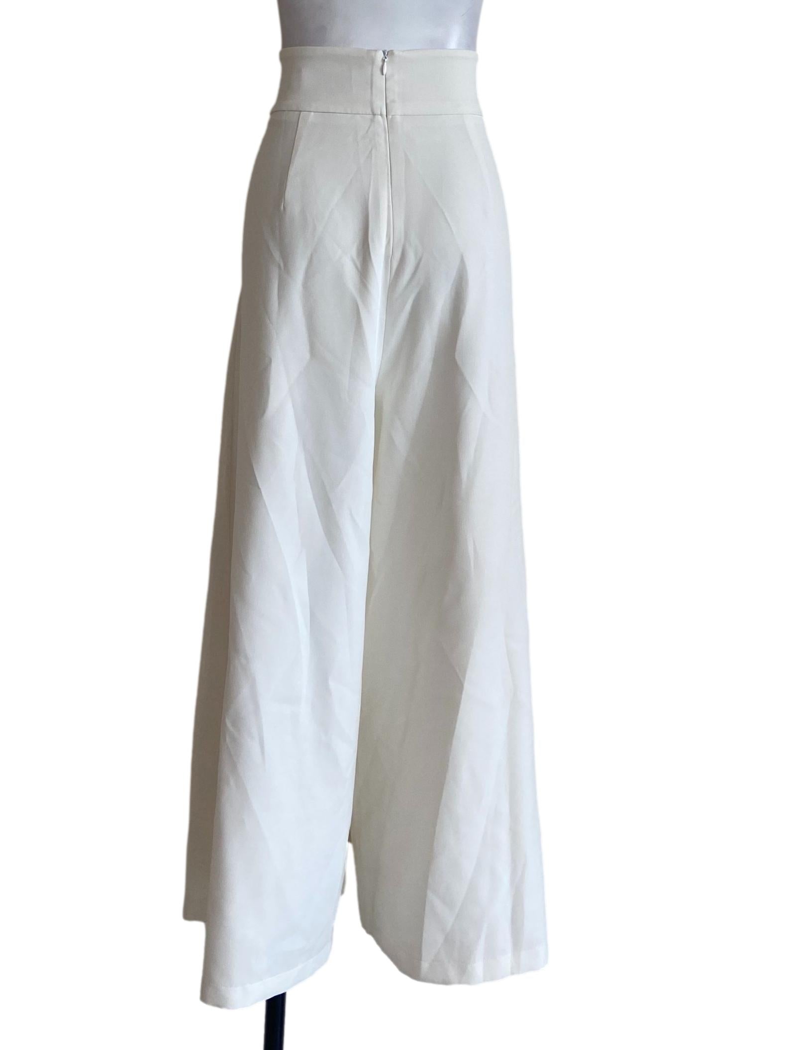 White Twill Palazzo Pants