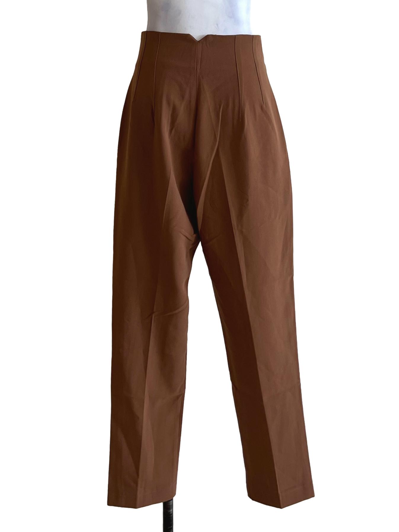 Tawny Brown High-Waisted Formal Pants