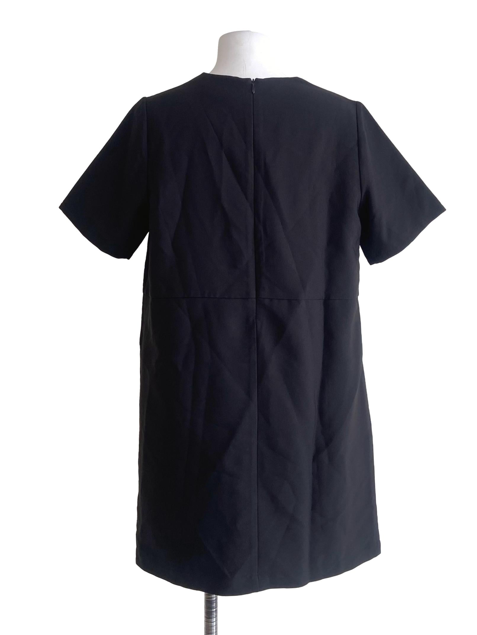 Black Twill Shift Dress TWL