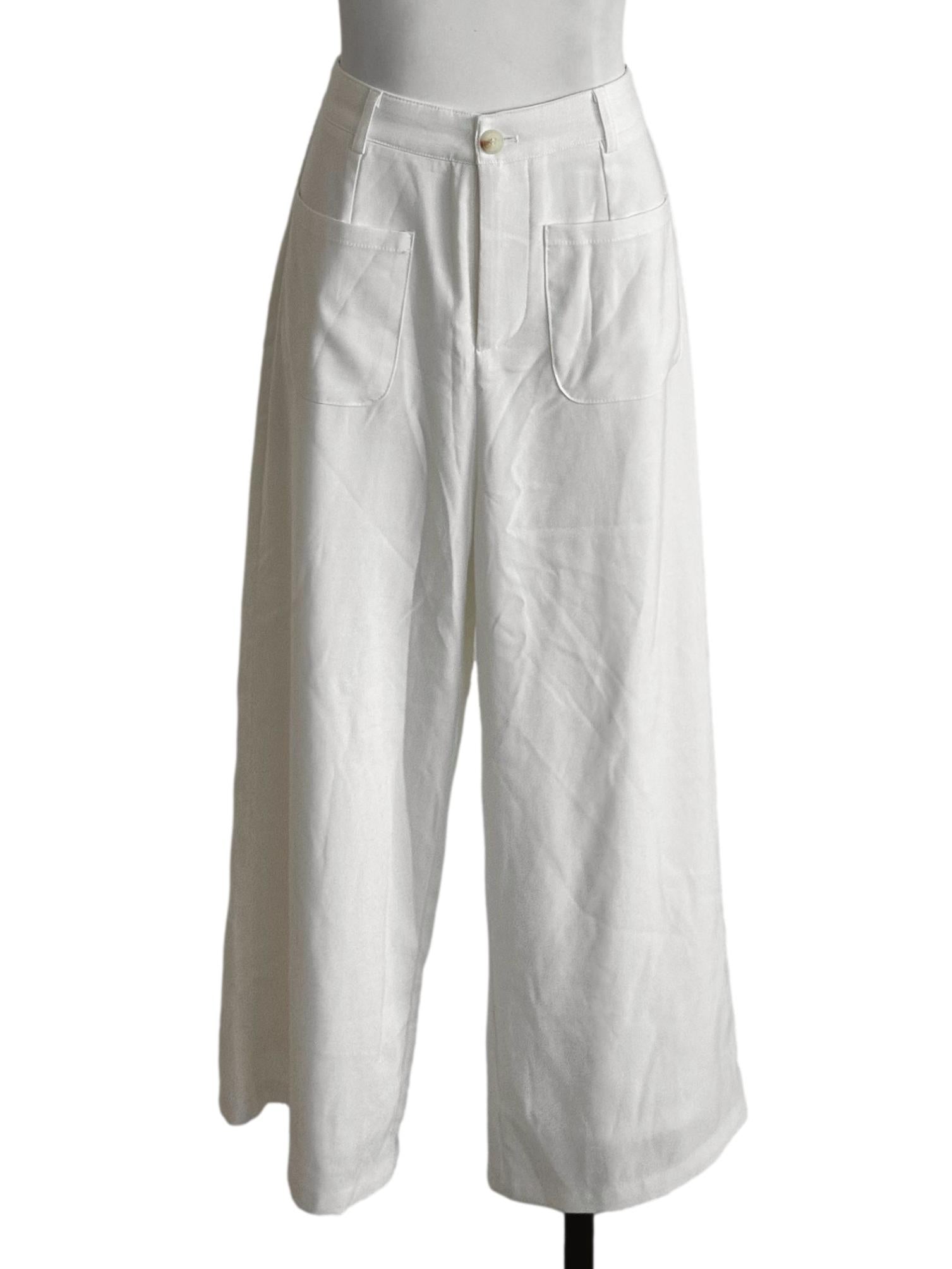 Off White Loose Casual Pants