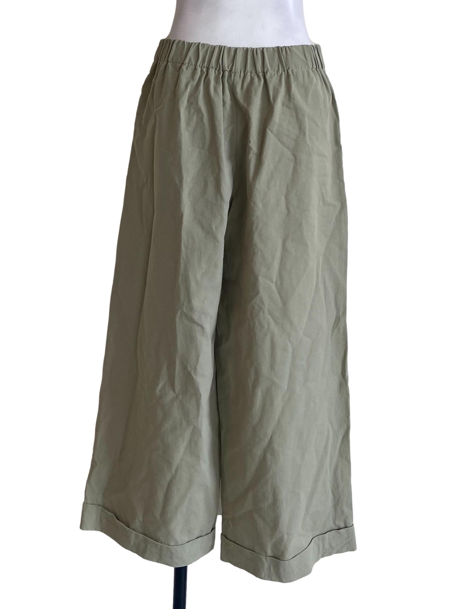 Green Twill Straight Pants