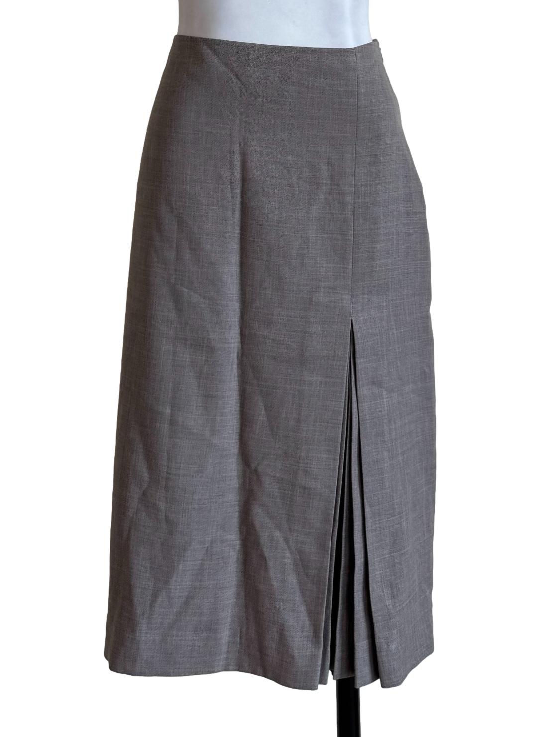 Stone Grey Front Slit Skirt