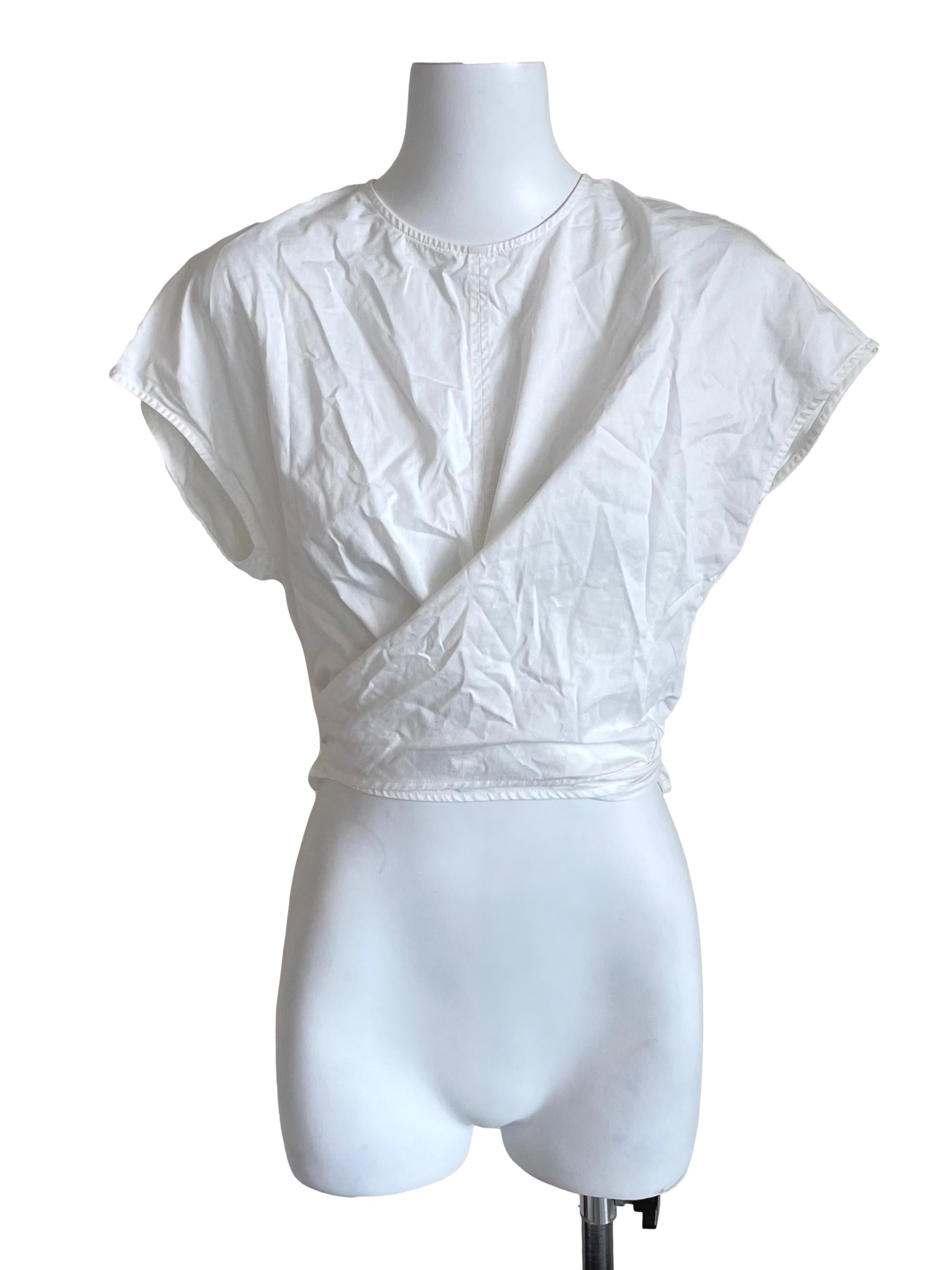 White Modal-Cotton Wrap Top OSN