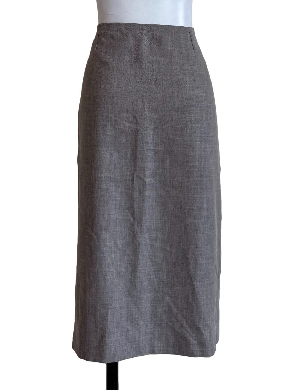 Stone Grey Front Slit Skirt
