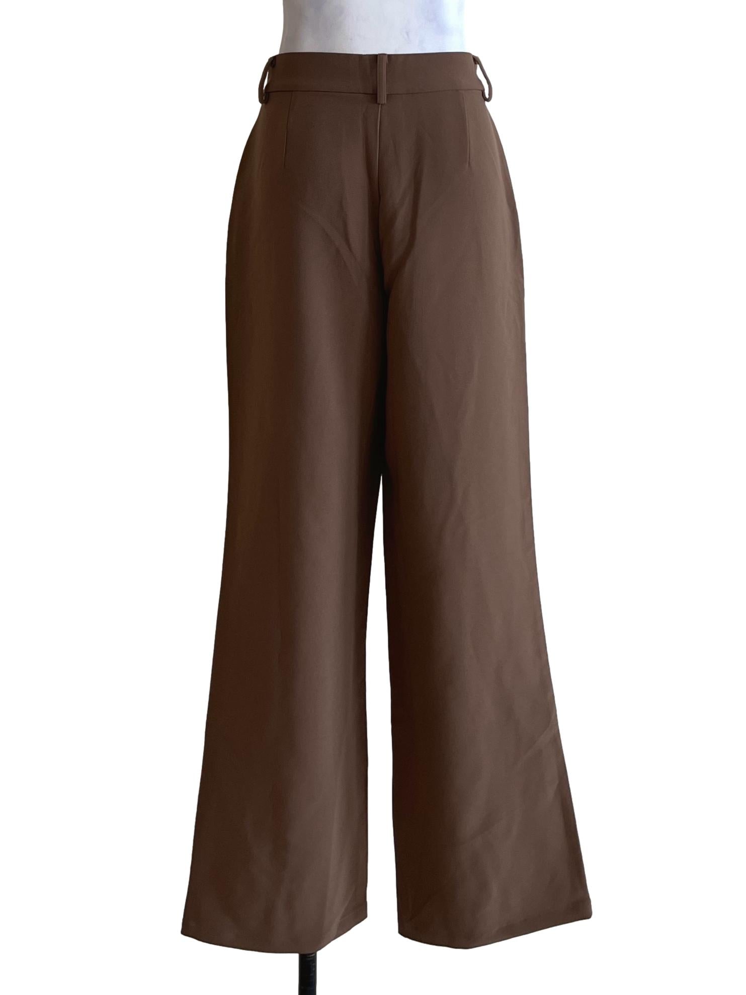 Coffee Brown High-Waisted Formal Pants YHF