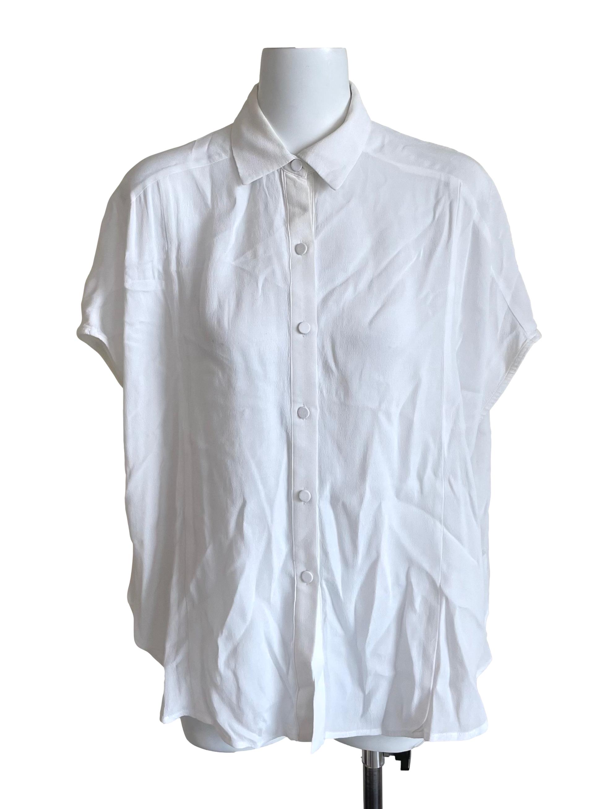 White Viscose Button-Down Blouse OSN