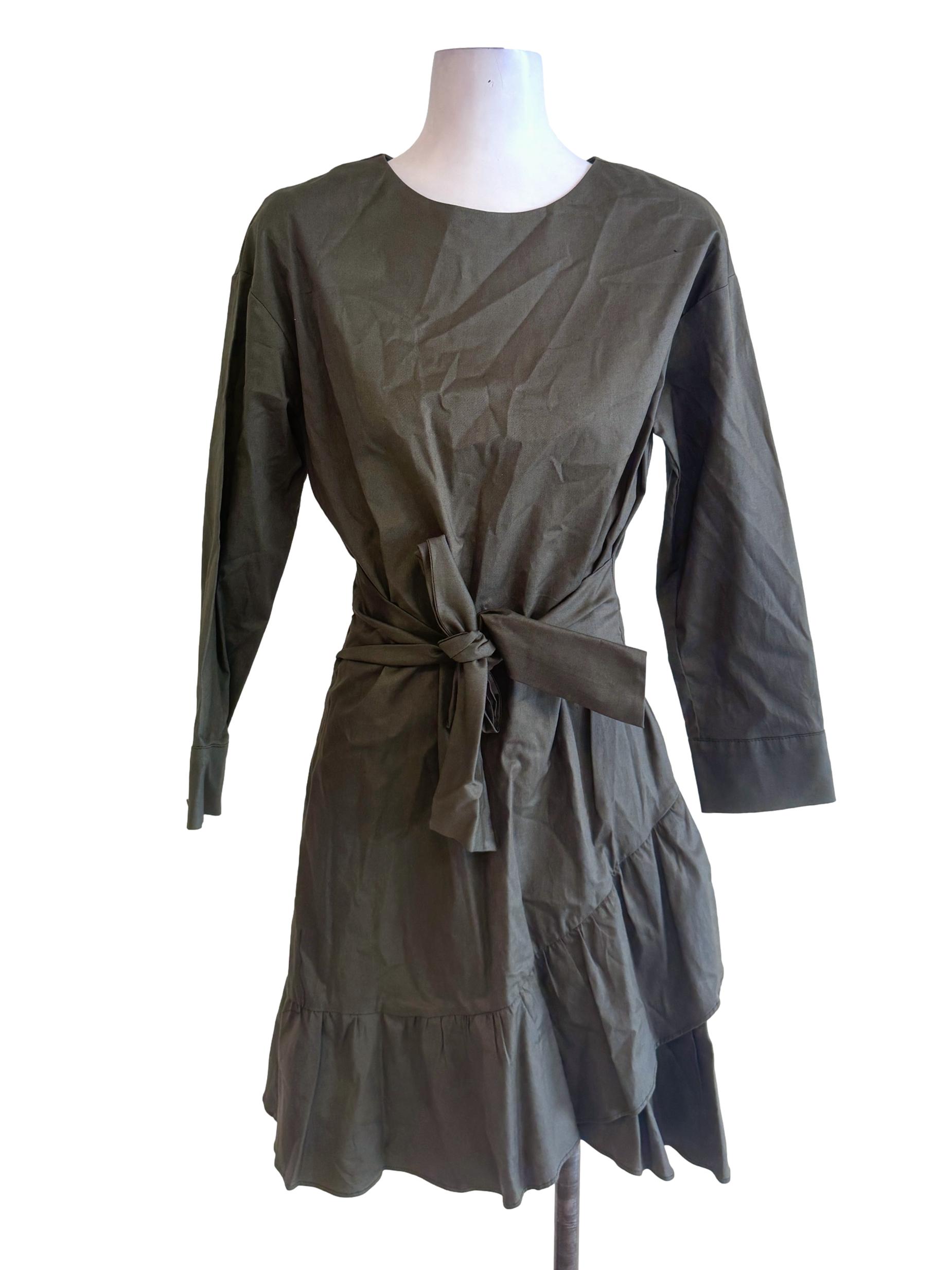 Moss Green Ruffled Dress