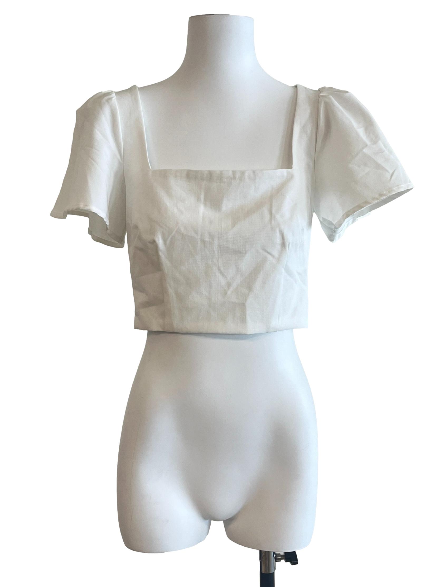 Off-White Square Neck Short Sleeve Top