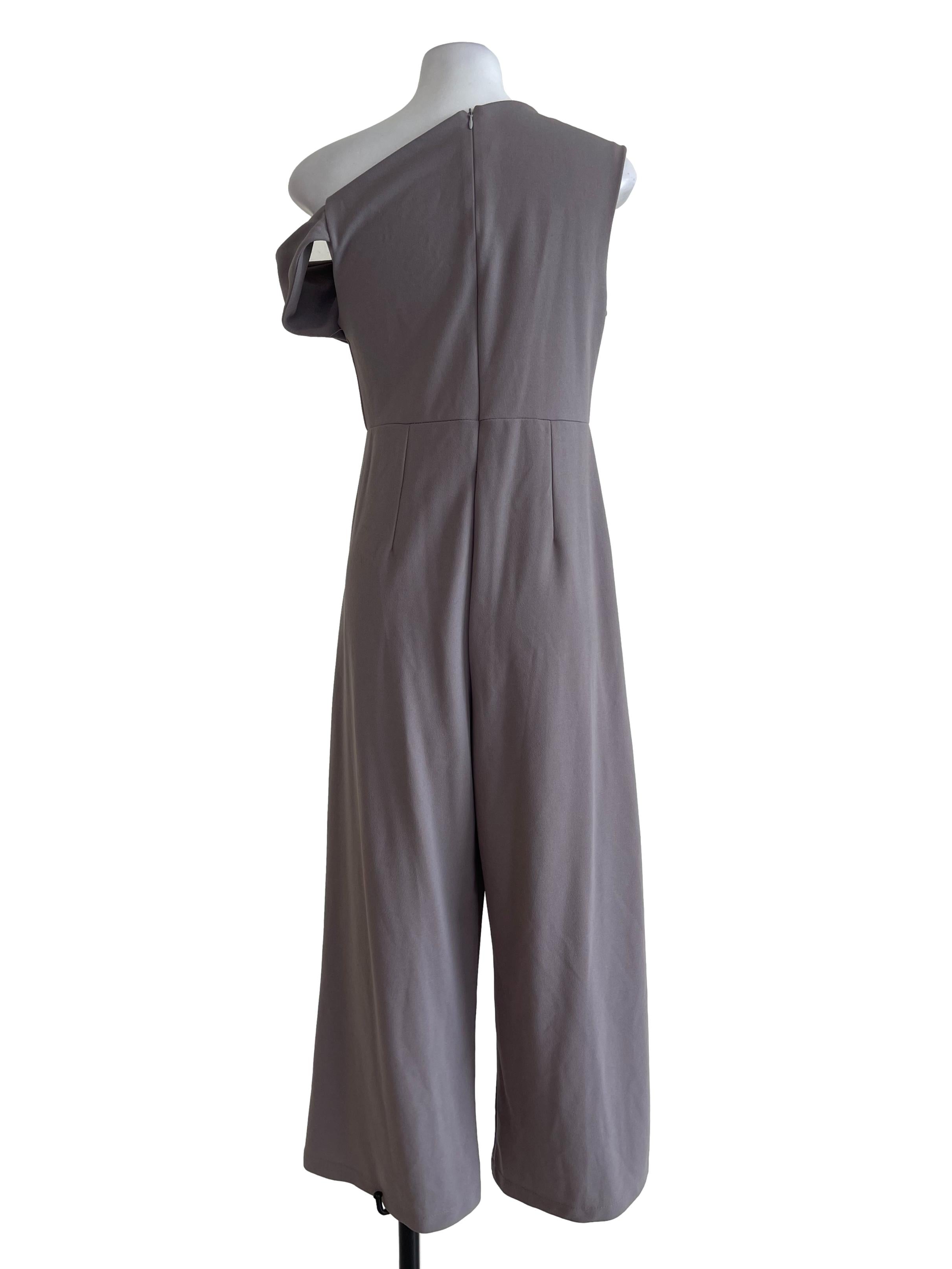 Grey Plain Sleeveless Jumpsuit