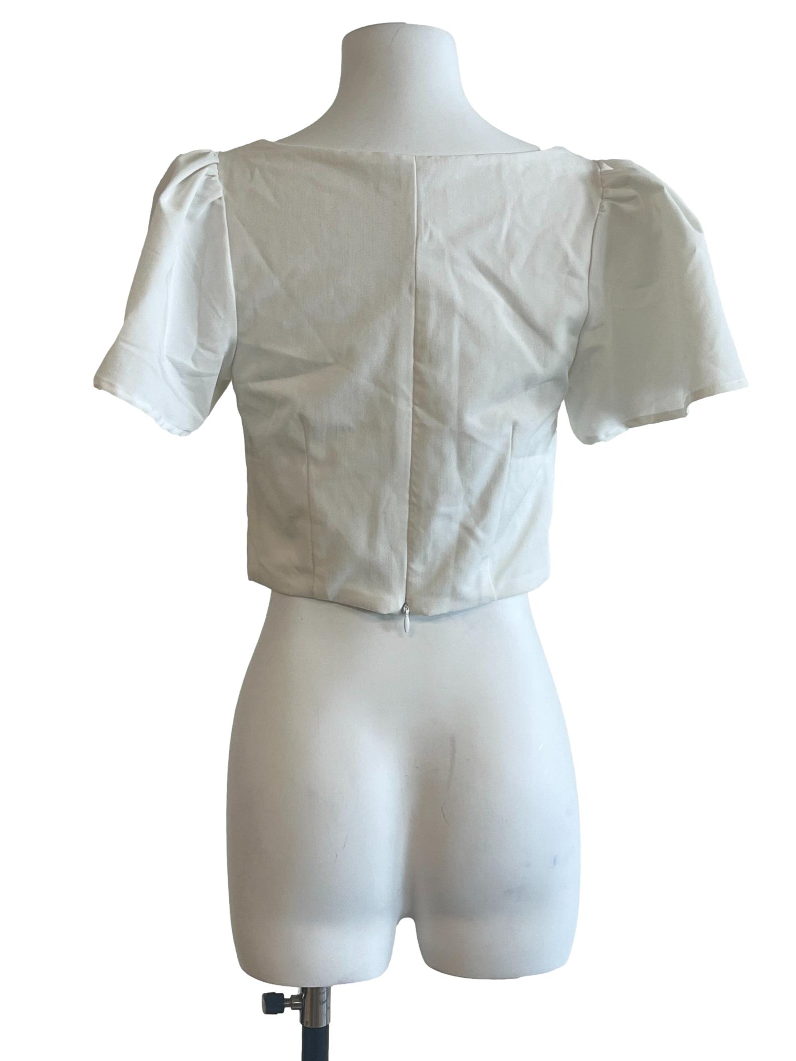 Off-White Square Neck Short Sleeve Top